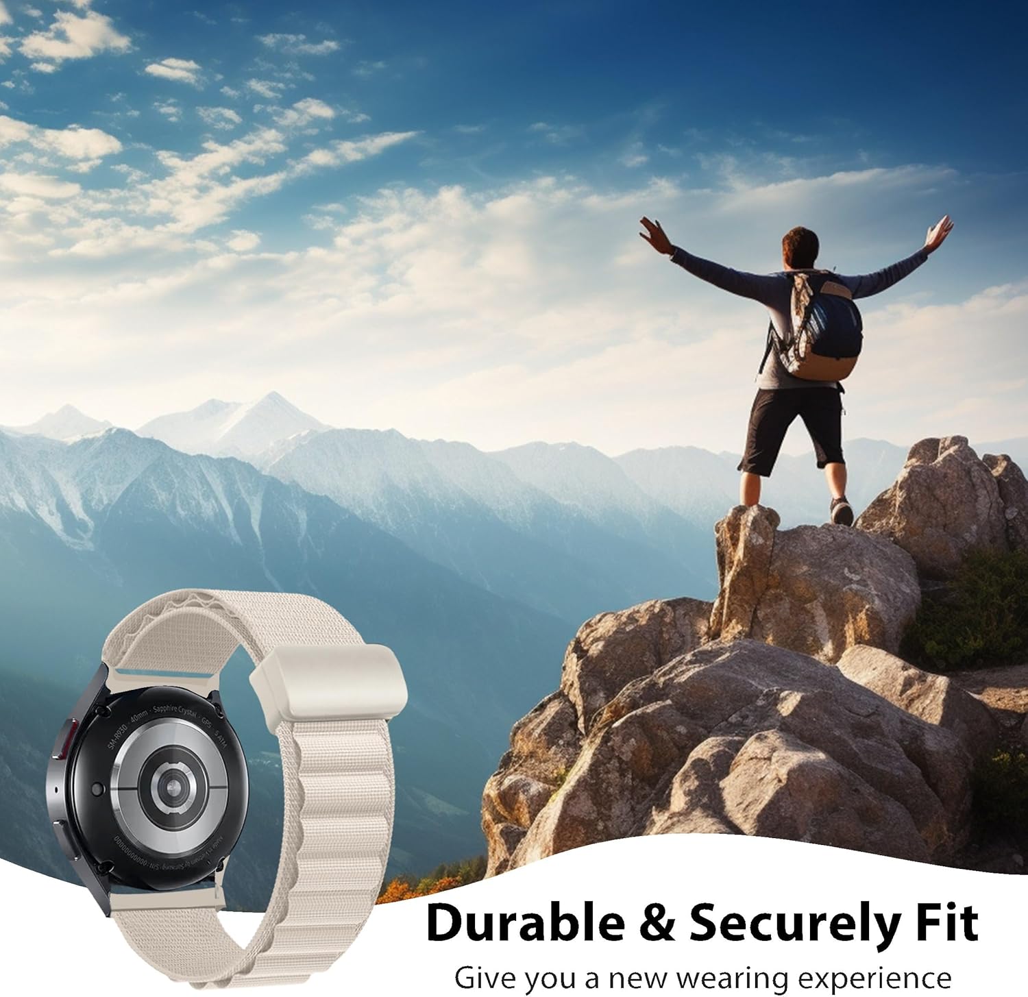 Correa deportiva compatible con Samsung Galaxy Watch 6 Classic de 1.732 pulgadas, 1.654 pulgadas, 1.732 pulgadas, 1.575 pulgadas, correa alpina de