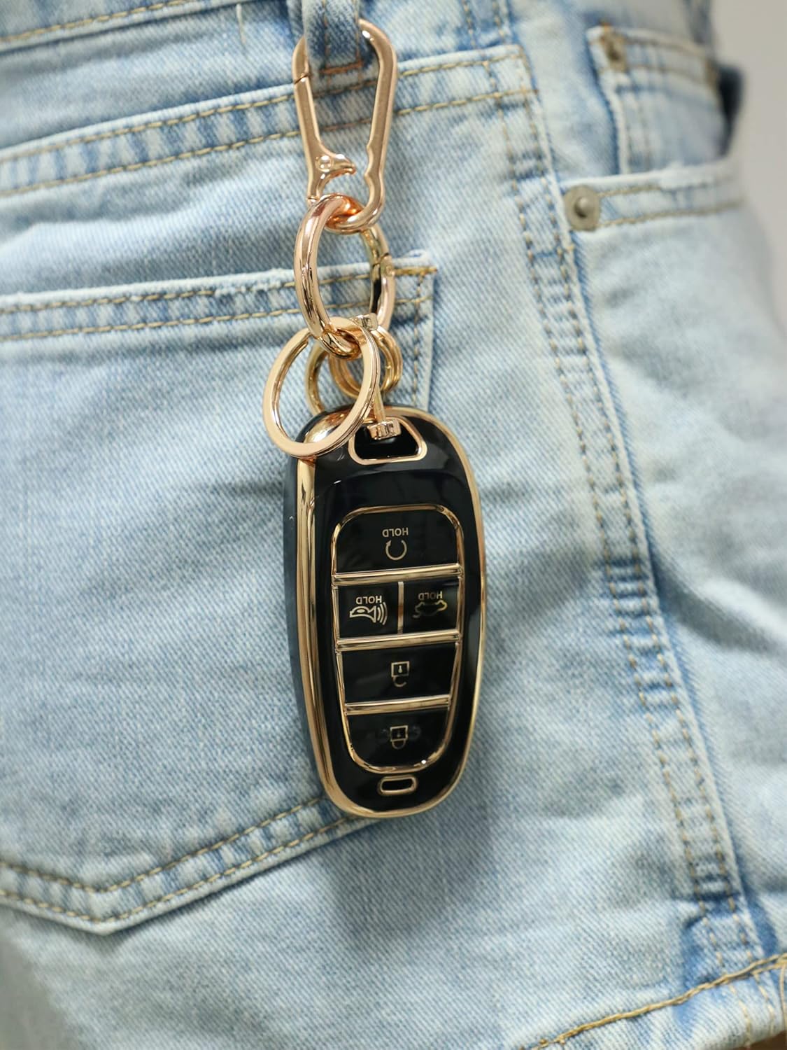 Funda para llavero para accesorios Hyundai, Negro –