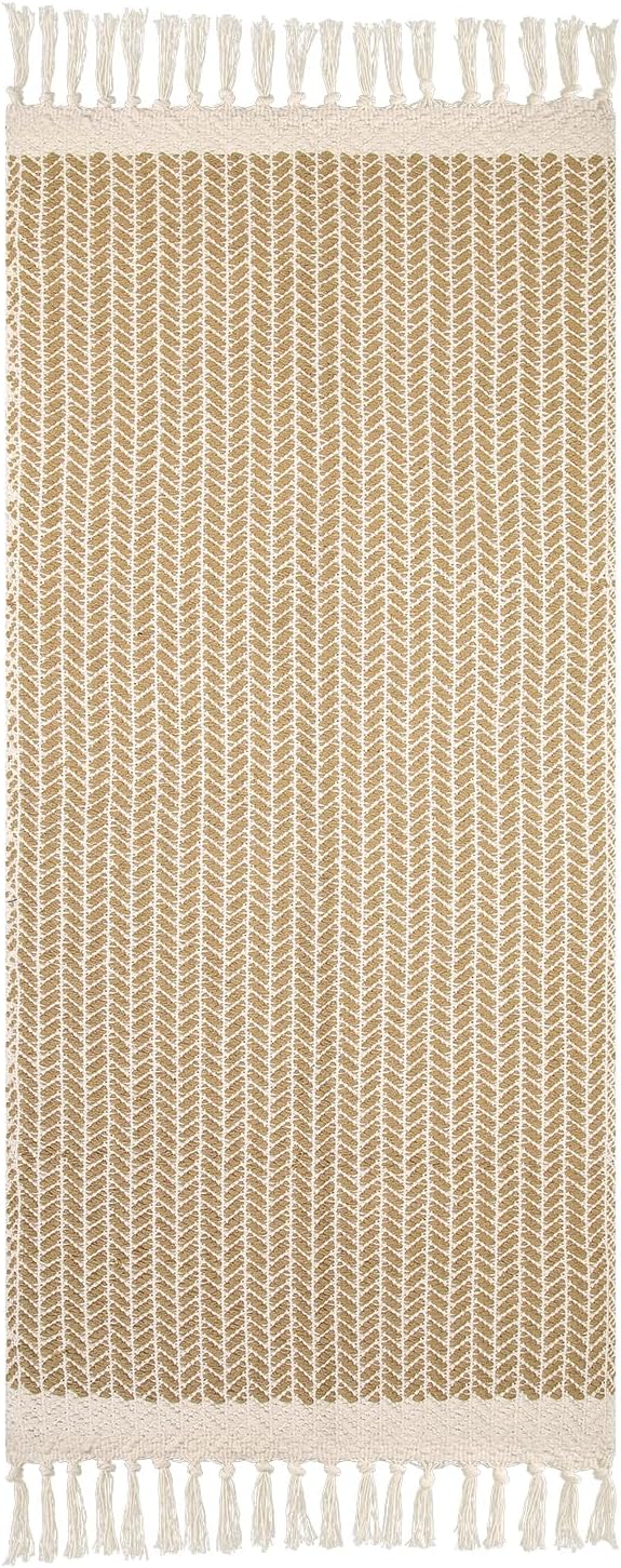 Lanffia Alfombra de pasillo de cocina estilo bohemio de 2 x 4.3 pulgadas, lavable de algodón con borlas, alfombra pequeña para entrada, fregadero,