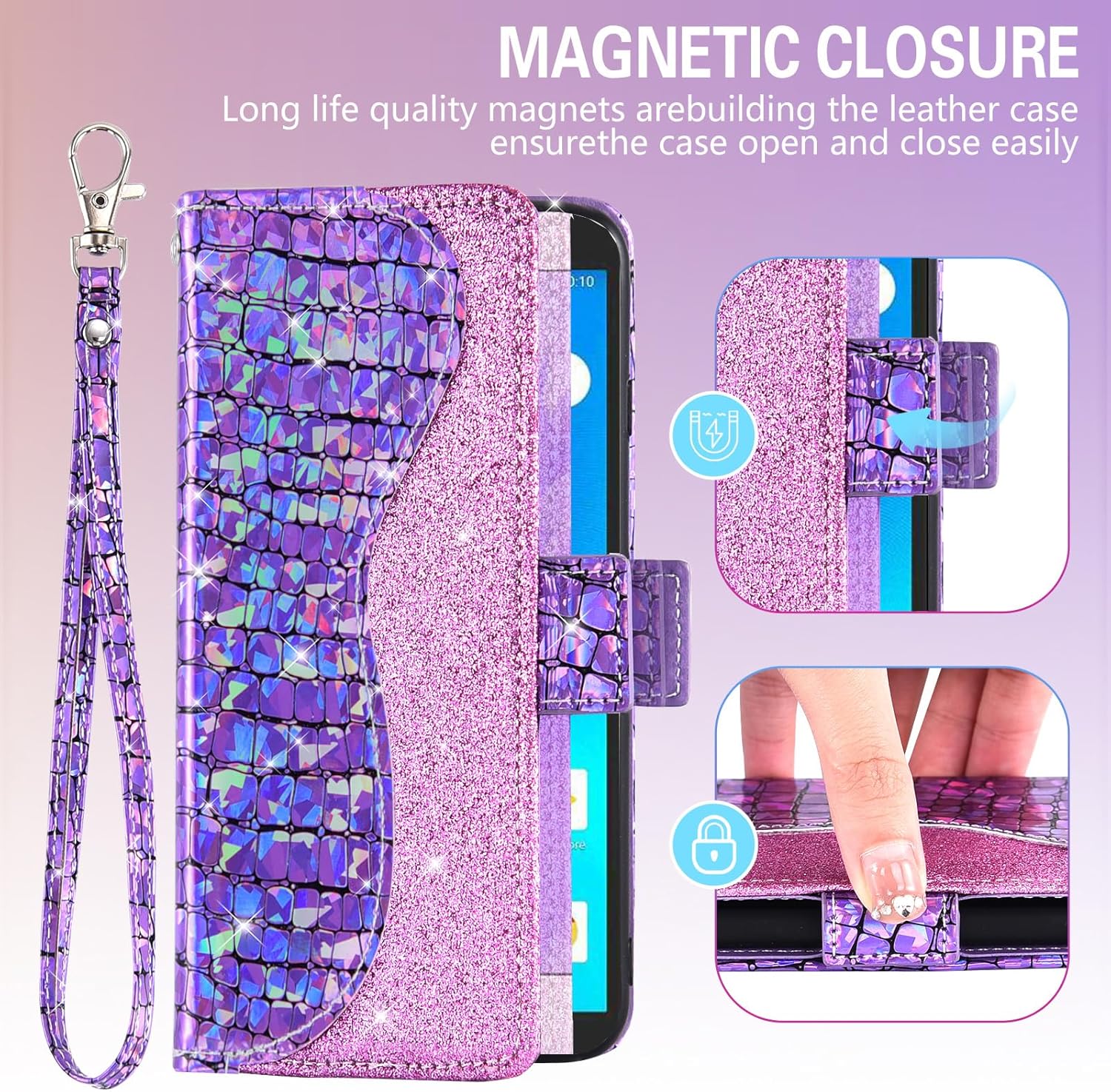 Asuwish Funda de teléfono para Alcatel 1 2019 5033EAlcatel1 2021 4G LTE Funda tipo cartera con protector de pantalla y correa para la muñeca,