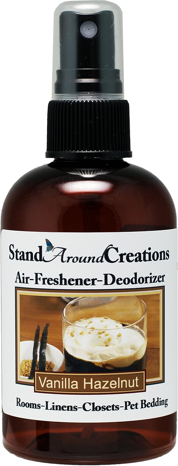 Spray concentrado para habitaciones, ropa de cama, desodorante de habitación, ambientador, 4 onzas líquidas, aroma a avellana de vainilla. Una