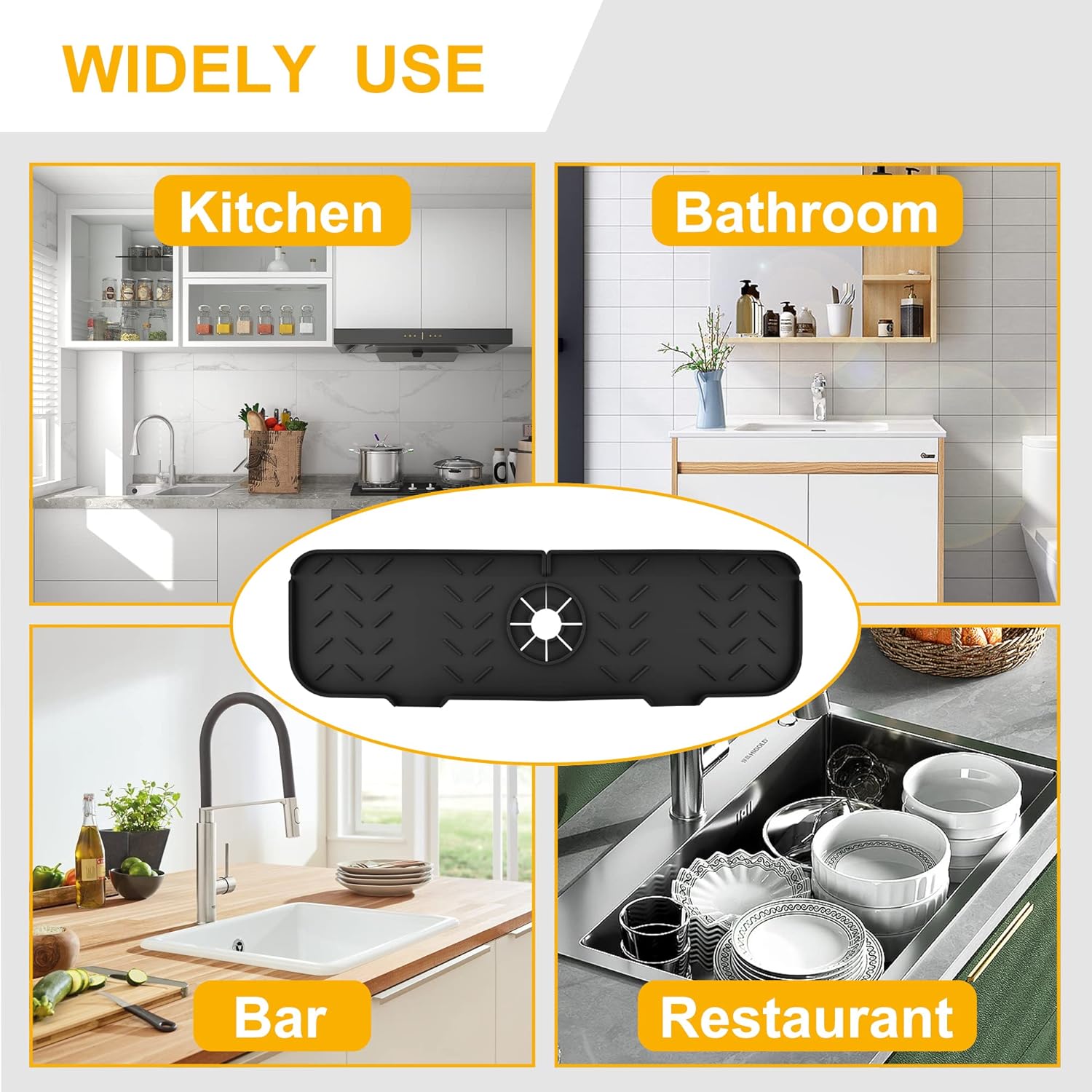 Protector contra salpicaduras para fregadero de cocina, bandeja de silicona para atrapa goteo, soporte de esponja de cocina, tapete protector