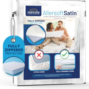 Protector de colchón con cremallera de 6 lados para caravana con cierre seguro para reina dividida de 30 x 80 pulgadas. Crea un sello natural Protector de colchón con cremallera de 6 lados para caravana con cierre seguro para reina dividida de 30 x 80 pulgadas. Crea un sello natural