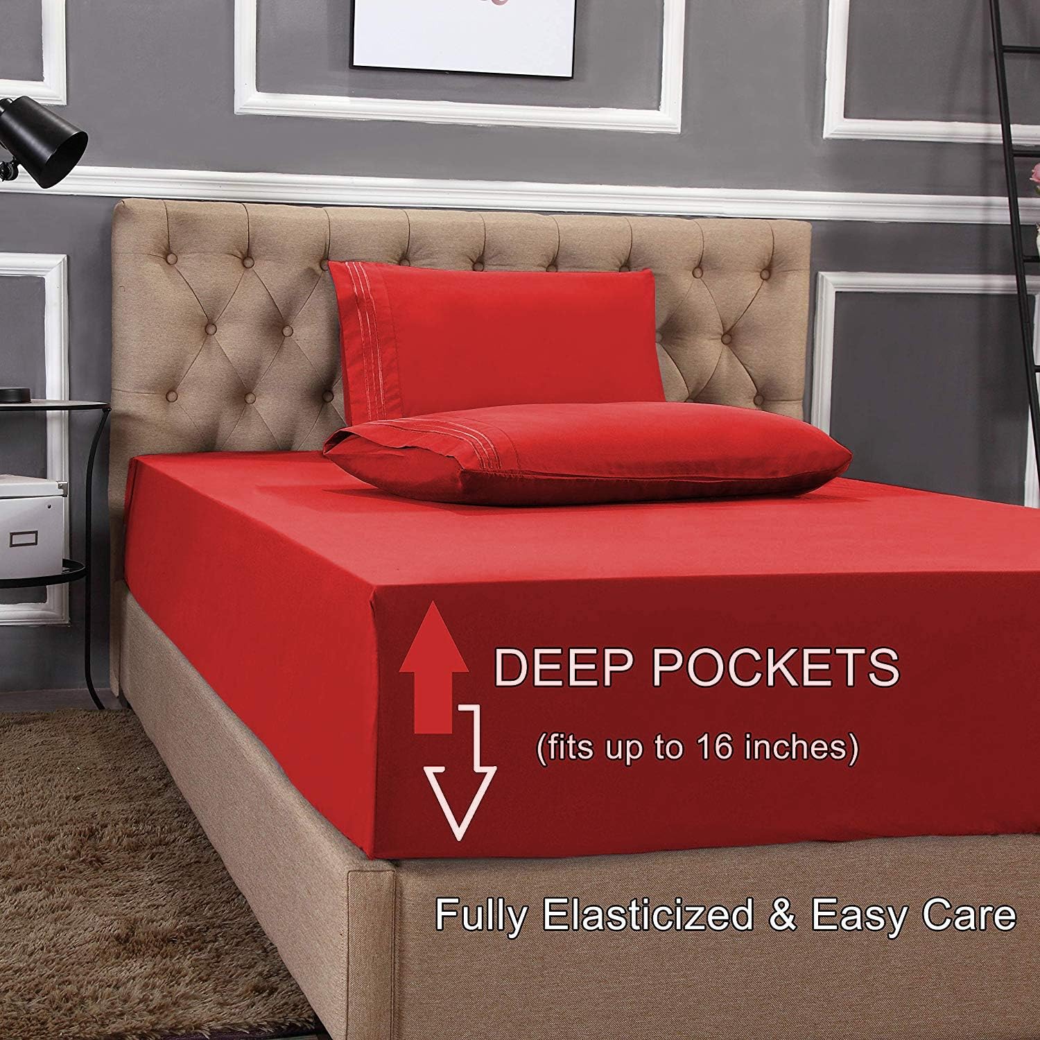 Elegant Comfort – Juego de sábanas de 1500 hilos de calidad egipcia, supersuave, sin arrugas y resistente a las arrugas, 4 piezas, bolsillo profundo