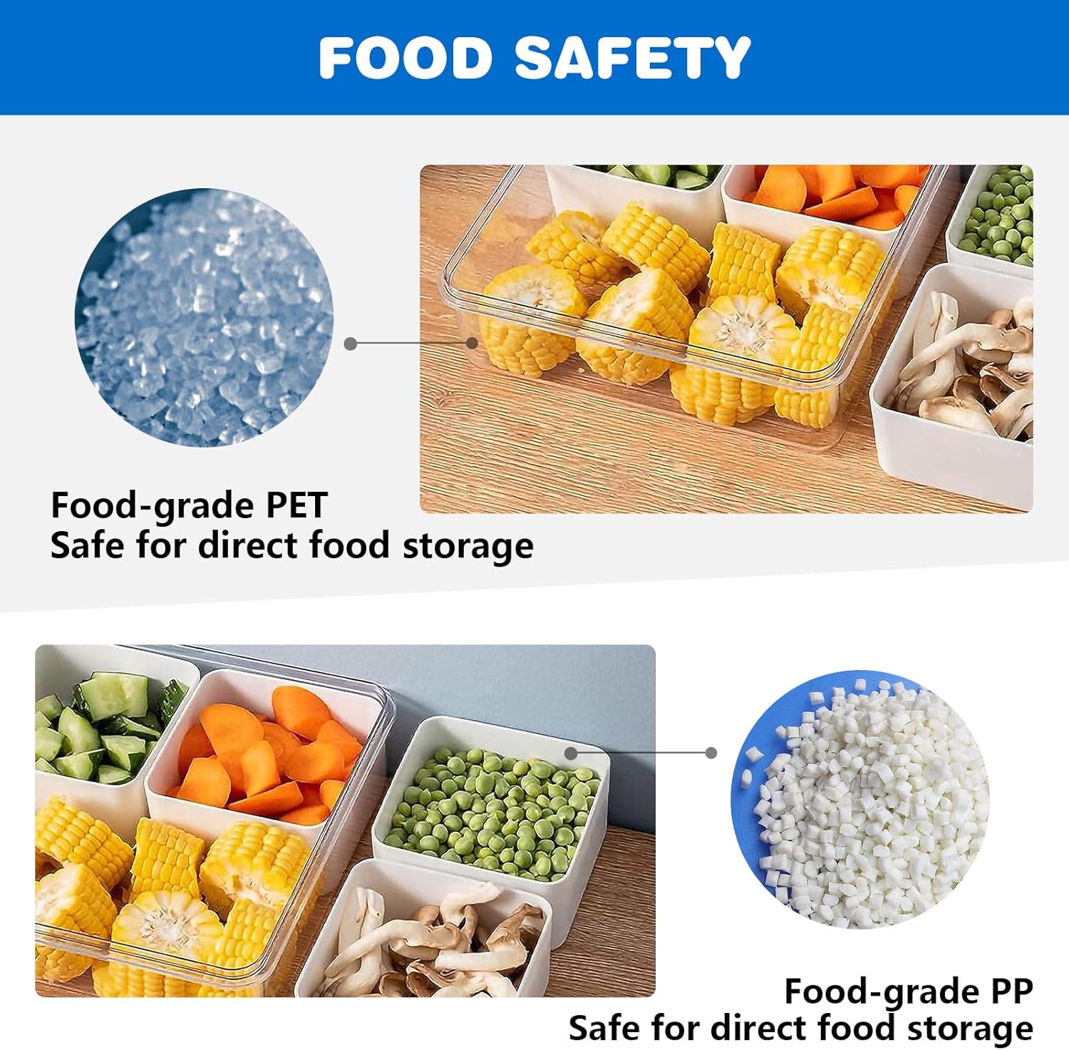 2 Pack Sealed 4 Compartment Snackle Box Container, Divided Food Serving Trays & platters with Lid for Snack, Fruit, Vegetable, Fish, Meat,