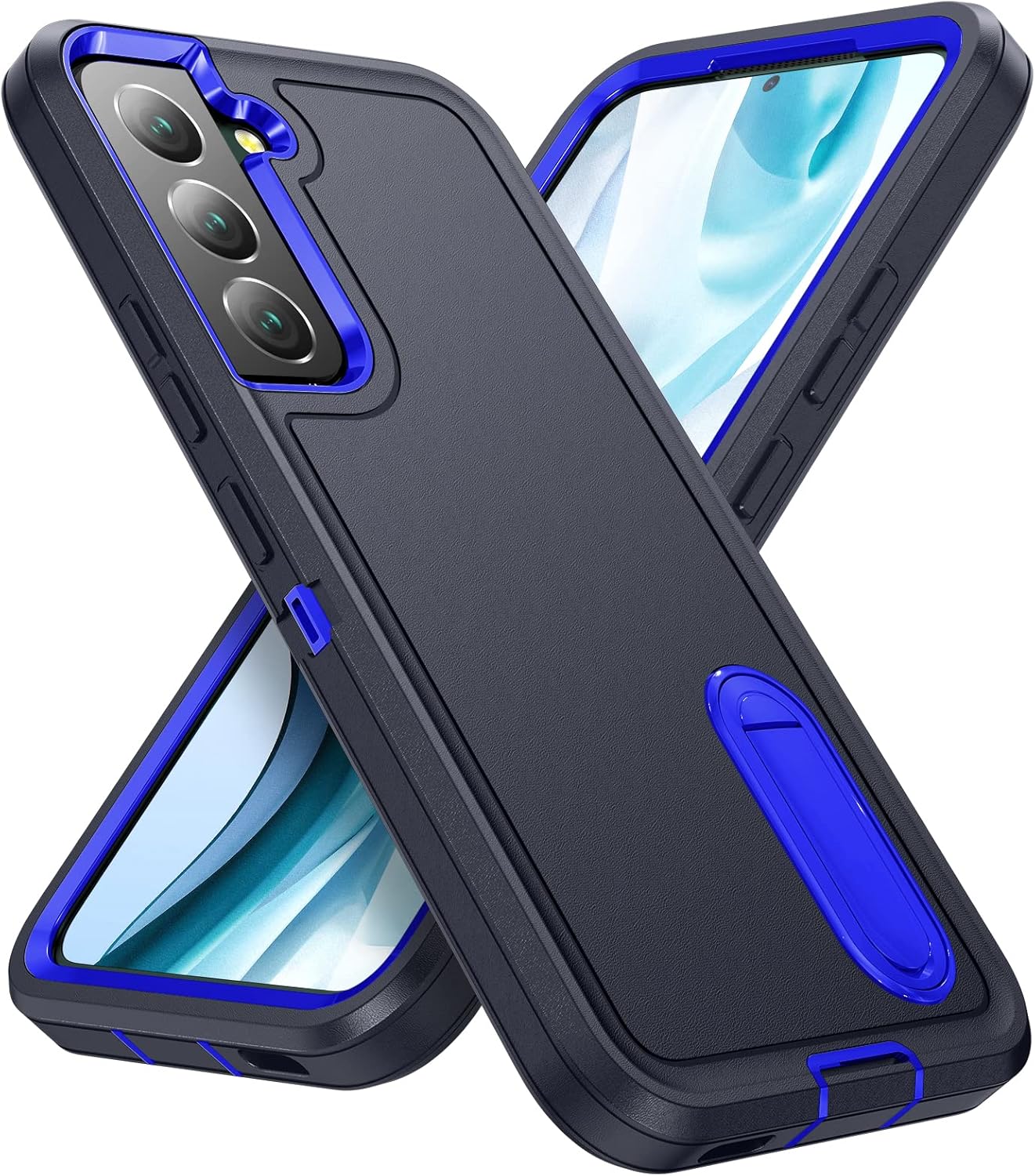 Funda para Samsung Galaxy S22 Plus Galaxy S22+ con funda con función atril, 3 capas de grado militar, funda protectora de silicona resistente a