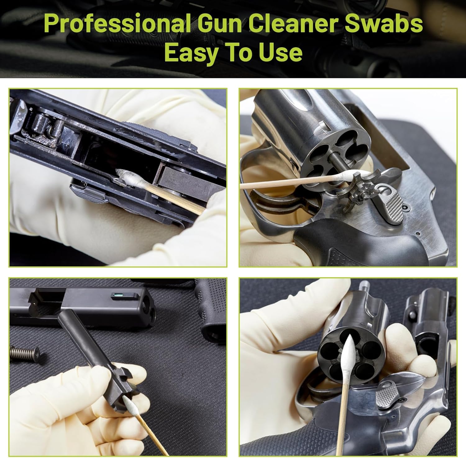 1000700500200 piezas de hisopos de limpieza de pistola de precisión de 6 pulgadas, hisopos de algodón largos 100% naturales con palos fuertes,