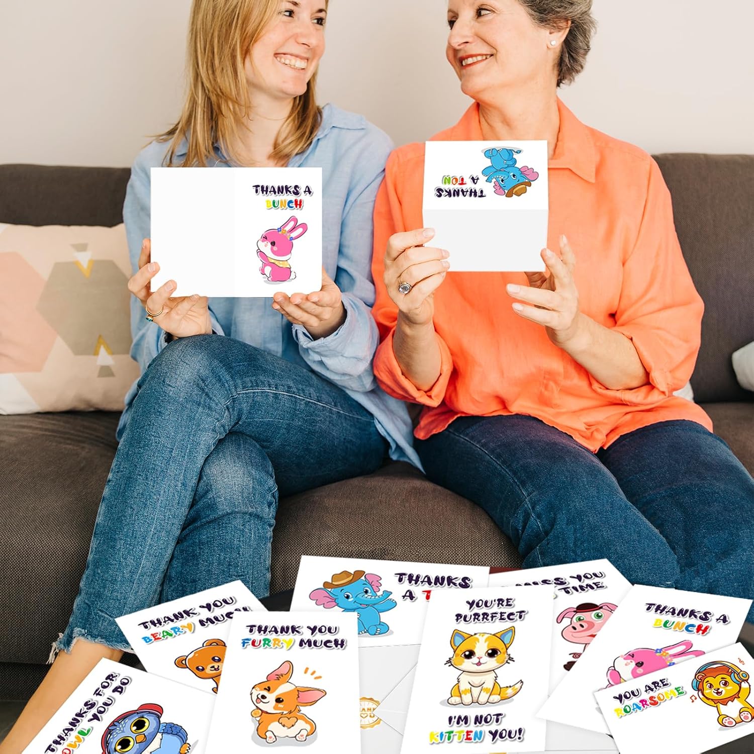 Mczan Divertidas tarjetas de agradecimiento para niños, paquete de 56 tarjetas de agradecimiento con sobres, tarjetas de agradecimiento para niños