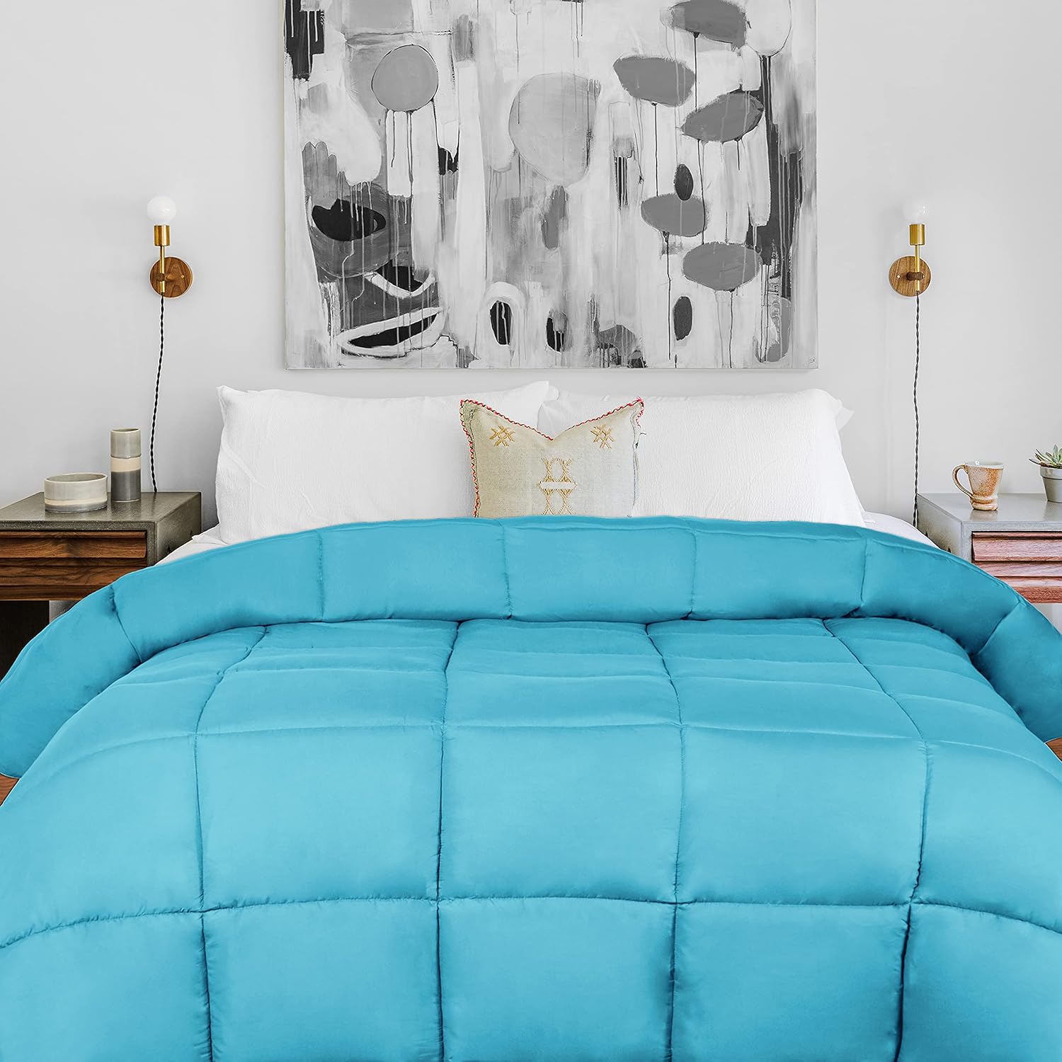 SUPERIOR Edredón sólido de microfibra cepillada, ropa de cama alternativa al plumón, reversible, peso medio, esponjoso, decorativo, relleno de
