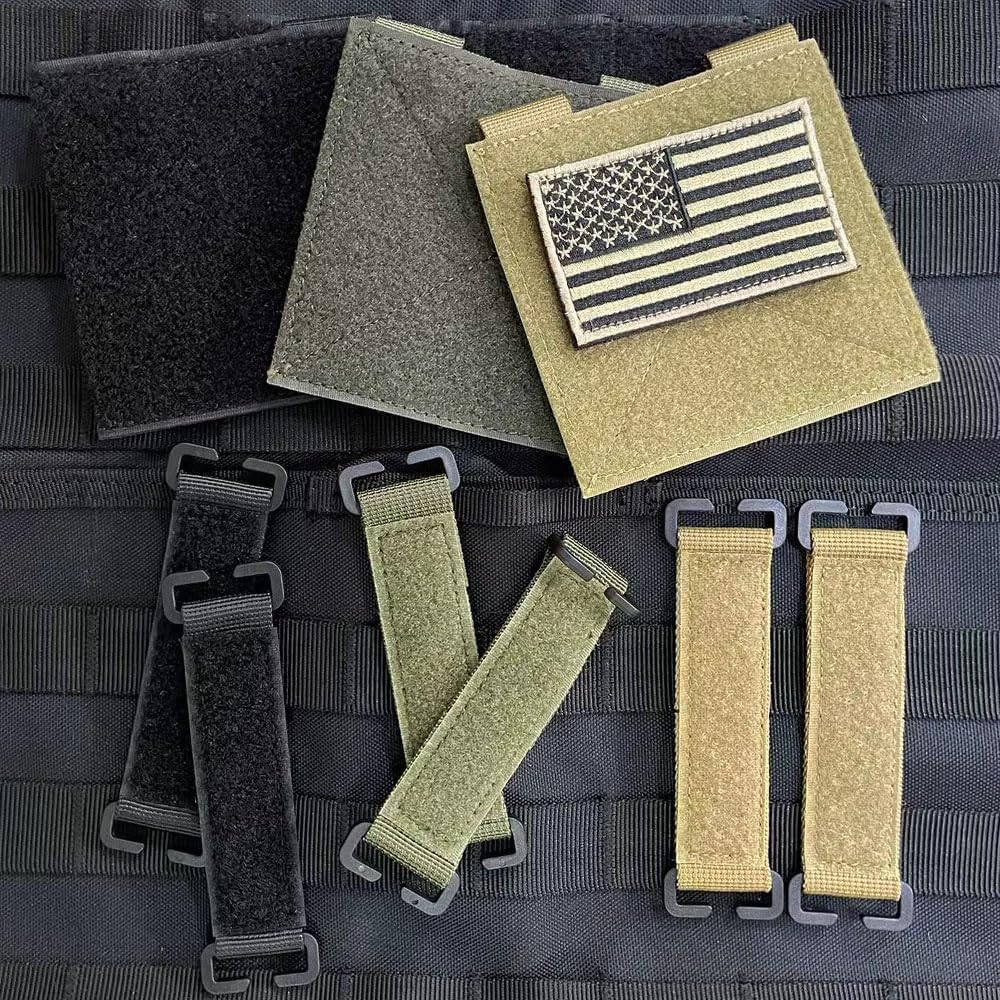 Panel de parches táctico Molle con gancho y bucle, accesorio Molle para mochila, chaleco, insignia de bricolaje e insignia (caqui, 4 unidades)
