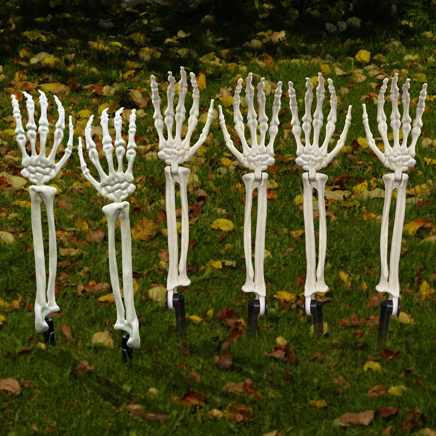 Estacas de esqueleto para decoración de Halloween de patio al aire libre, manos de esqueleto de aspecto realista, para estacas de césped, jardín,