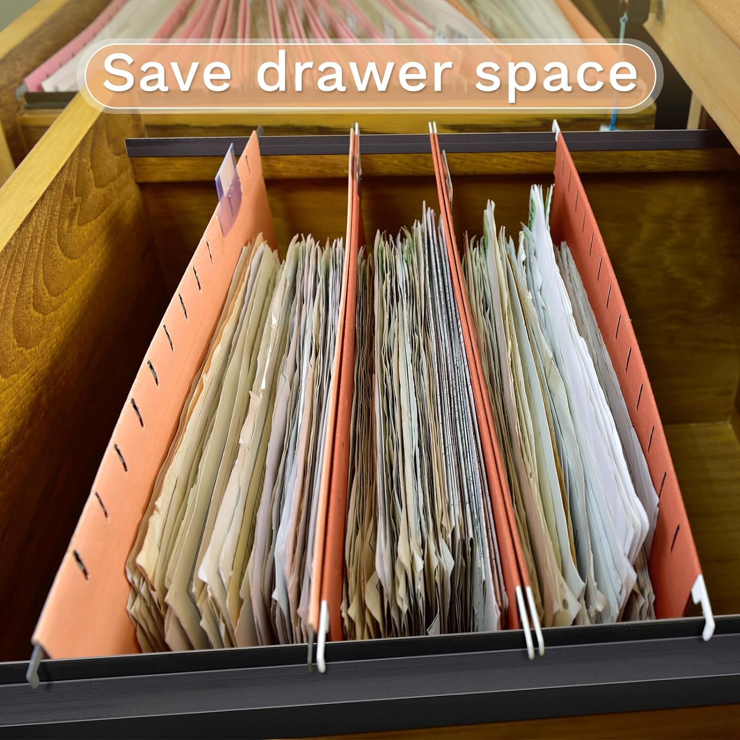 2 rieles de PVC para colgar archivos, color negro, para archivadores colgantes, 12 lados de cajón, tamaño carta, organizador de archivos colgantes