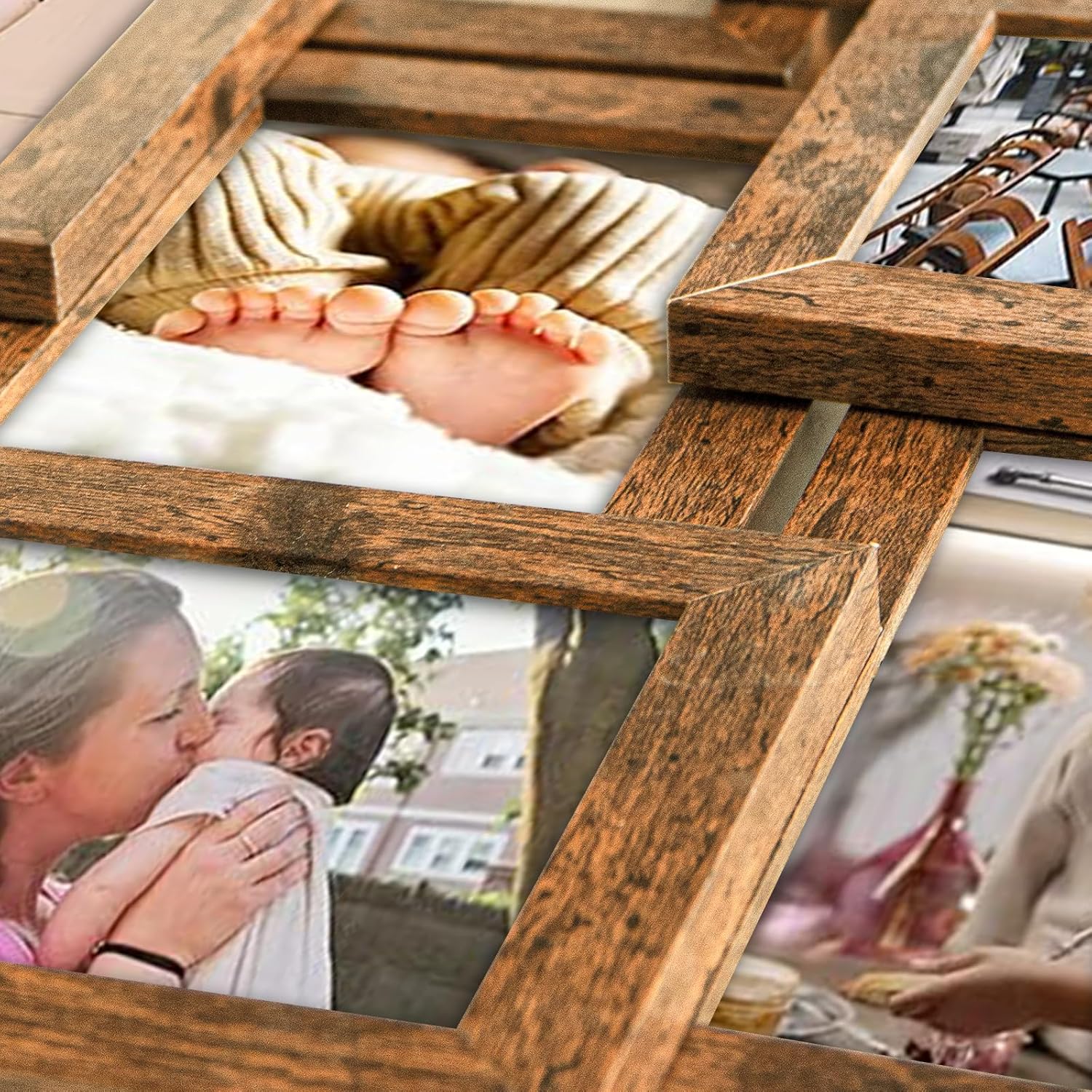 Marcos de fotos collage de 12 aperturas de Reunion Friends Family Memory Photo Frames Collage para decoración de pared, marco de fotos, selfie,
