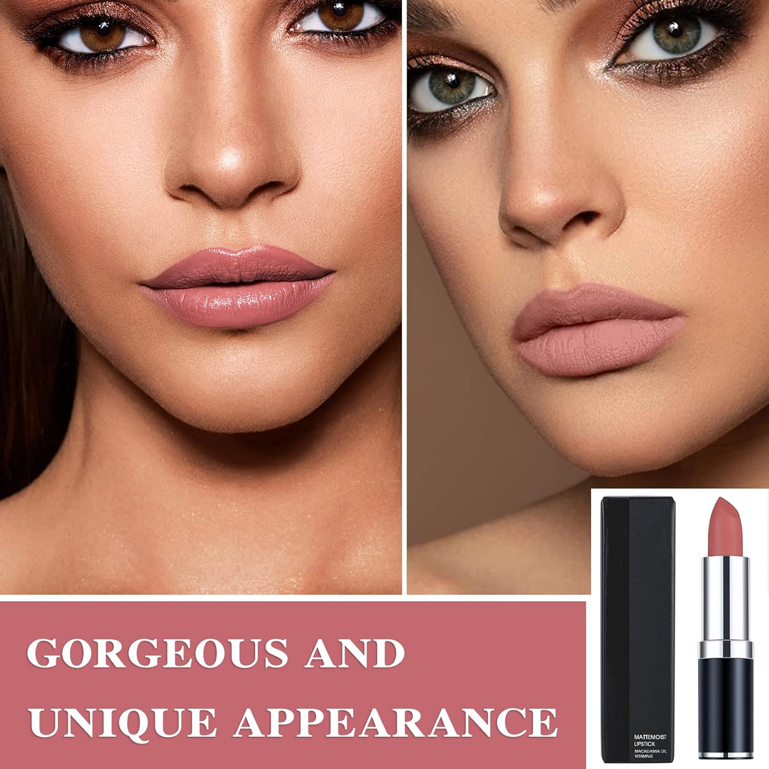 Lápiz labial mate nude sedoso y suave, brillo de labios nude, brillo de labios nude, lápiz labial mate, regalos de maquillaje de labios para