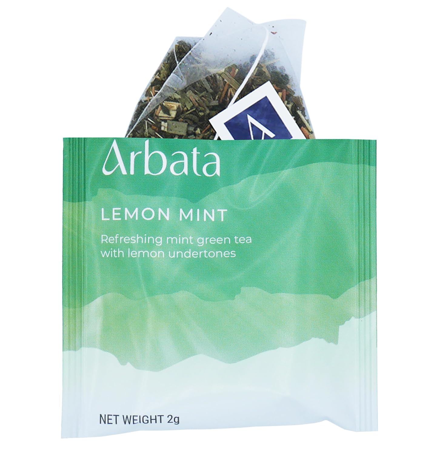 Arbata Té de menta y limón, 12 bolsas de té piramidal, té verde ligeramente cafeinado, té de menta verde artesanal con sabor natural con matices de
