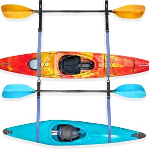 PUMEO Sistema de correa de almacenamiento doble para kayak, viene con 2 clips de mosquetón para remo, uso con tablas de kayak y remo, uso en PUMEO Sistema de correa de almacenamiento doble para kayak, viene con 2 clips de mosquetón para remo, uso con tablas de kayak y remo, uso en