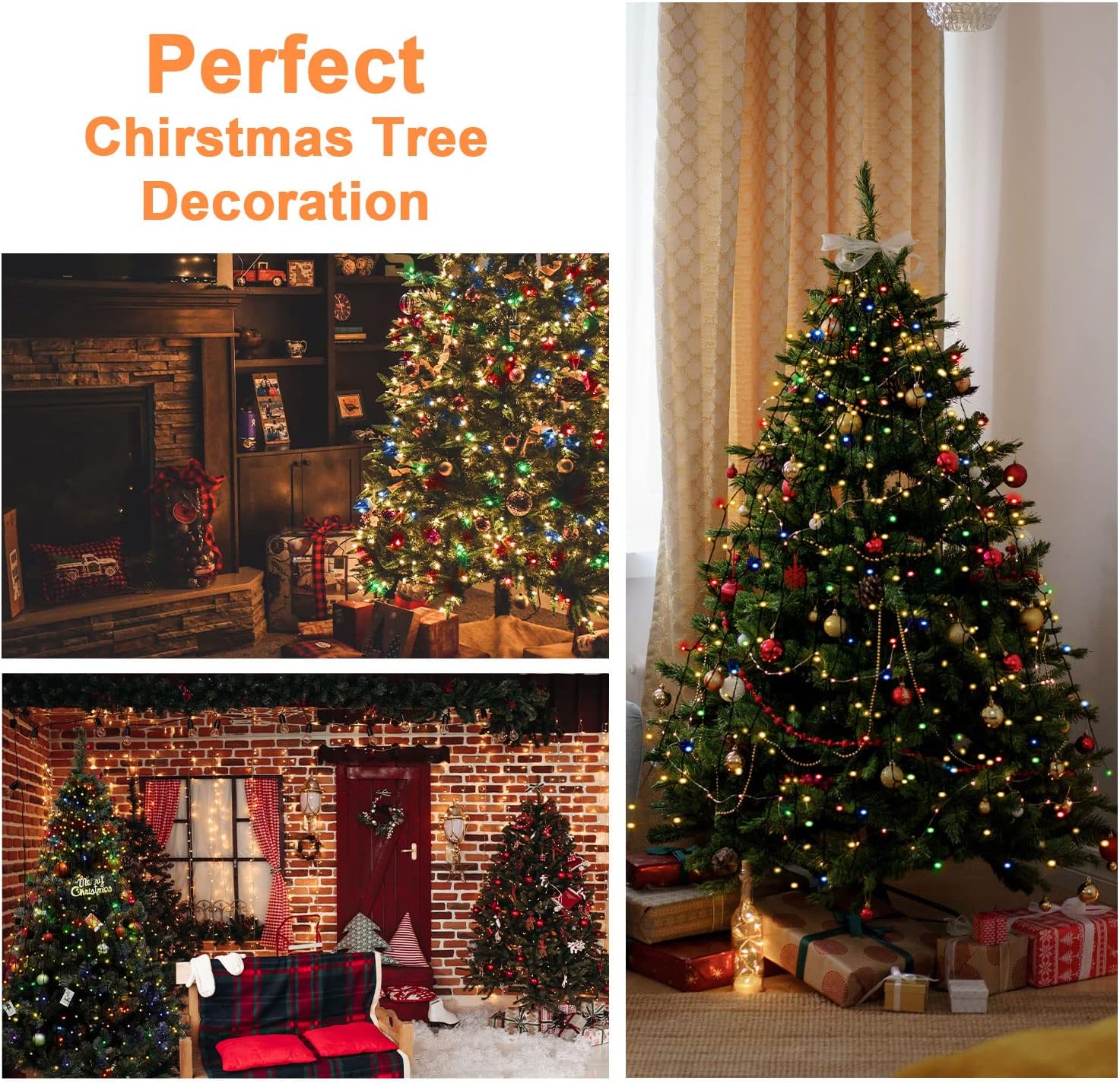 BOLWEO Luces de árbol de Navidad, 592 luces LED de 16 líneas de luces de Navidad para árbol, 8 modos para árbol de Navidad de 8 a 10 pies,