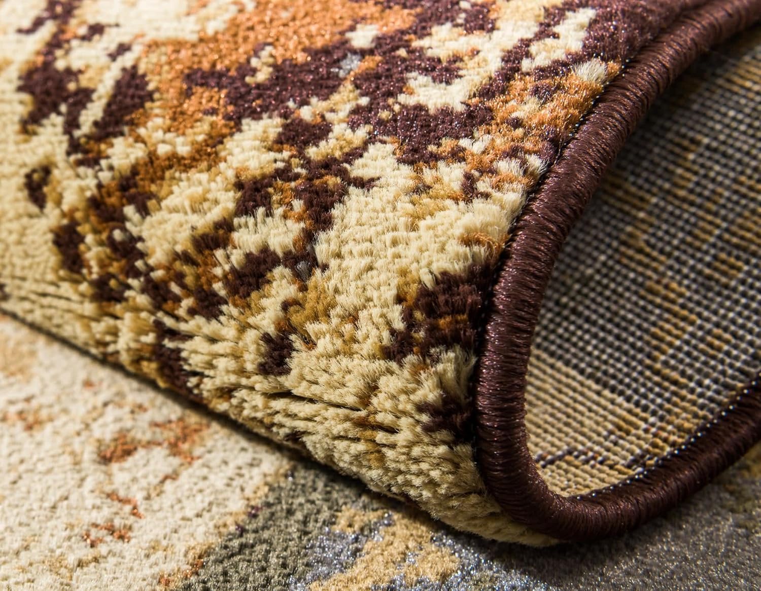 Unique Loom Barista Collection – Alfombra moderna a cuadros, contemporánea, multicapas, Polipropileno, BeigeMarrón