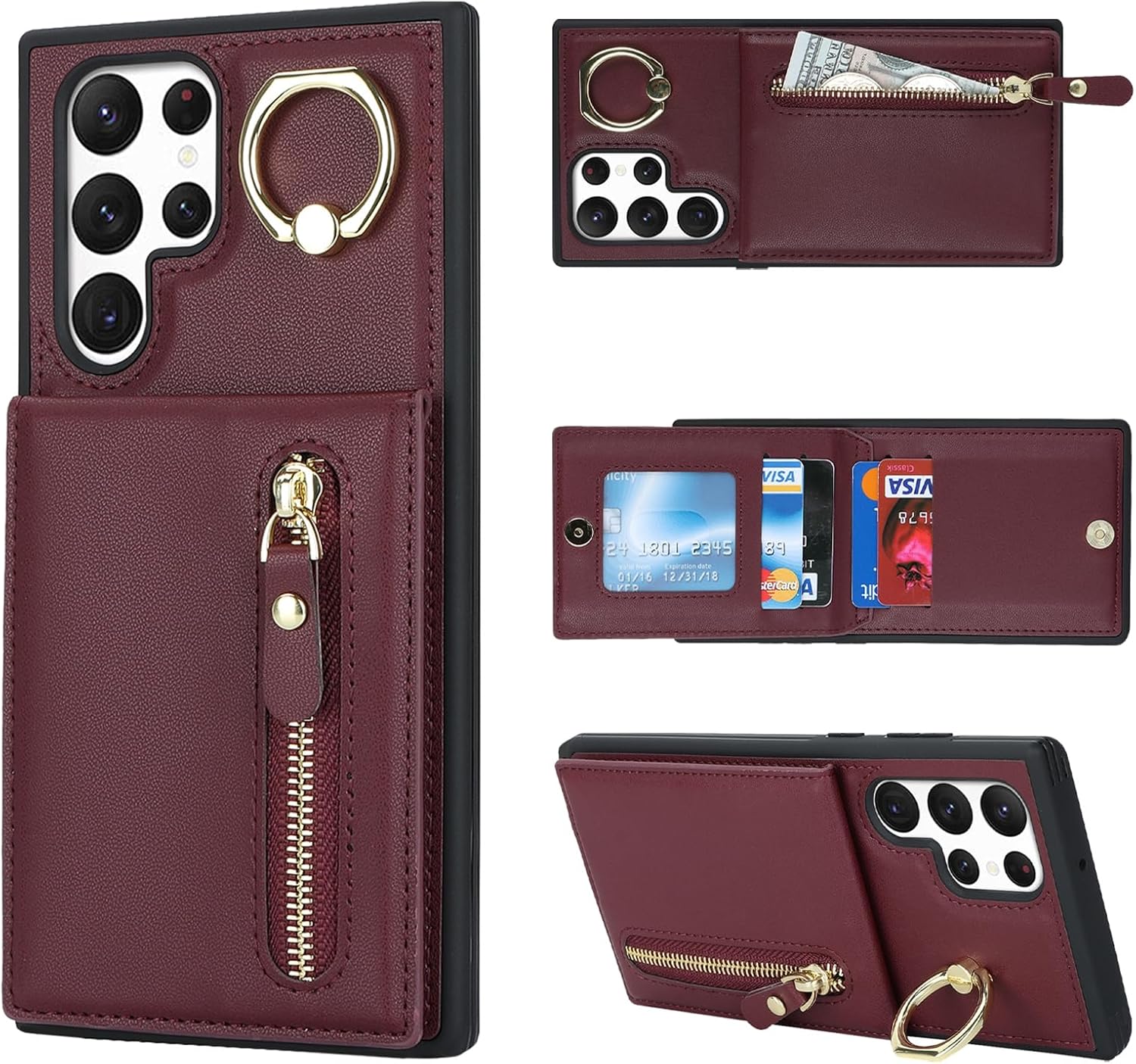 Jaorty Funda para teléfono Samsung Galaxy S22 Ultra con tarjetero, Galaxy S22 Ultra funda para mujer con ranura para tarjeta de identificación de