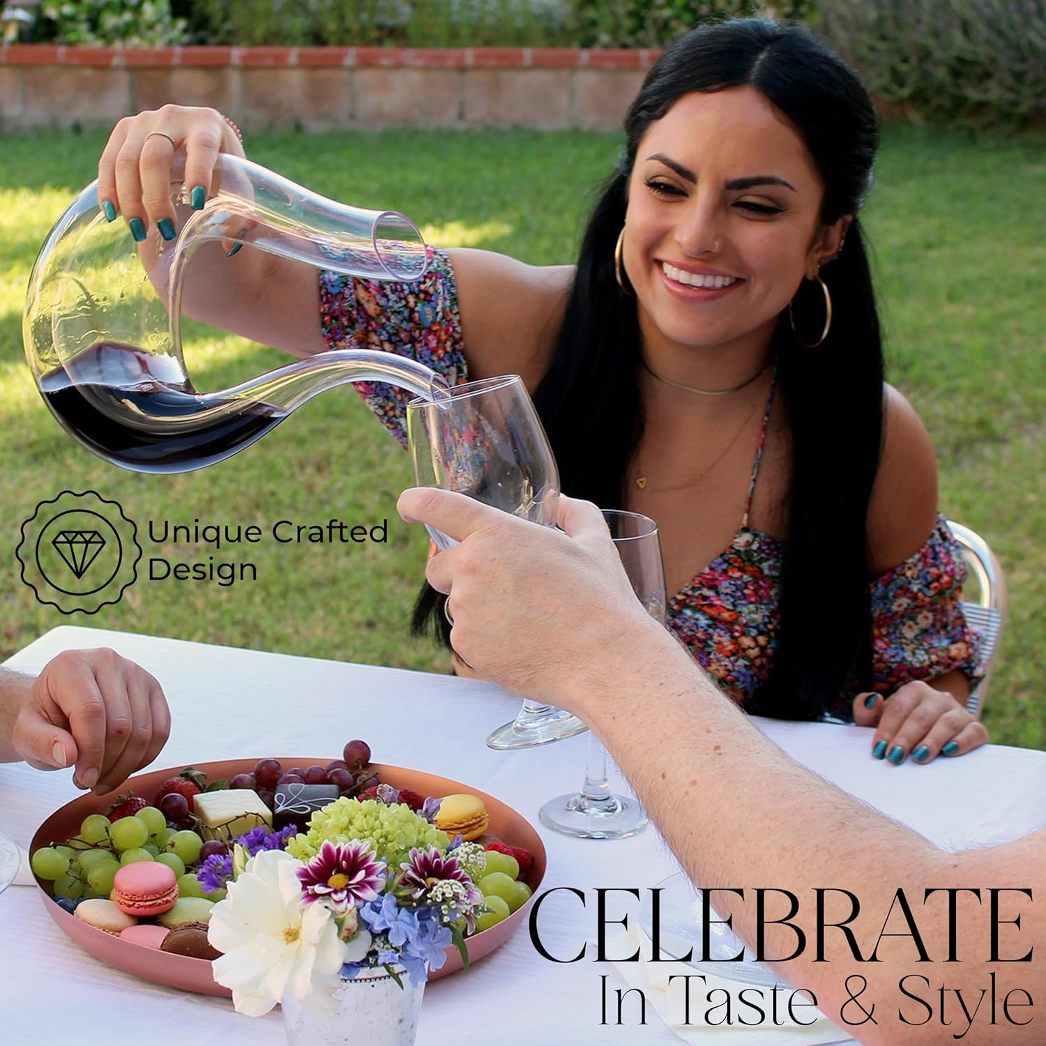 Decantador de vino con diseño de cisne, moderno y único decantador de arpa con boquilla inclinada – Lujoso aireador de vino, decantador de cristal