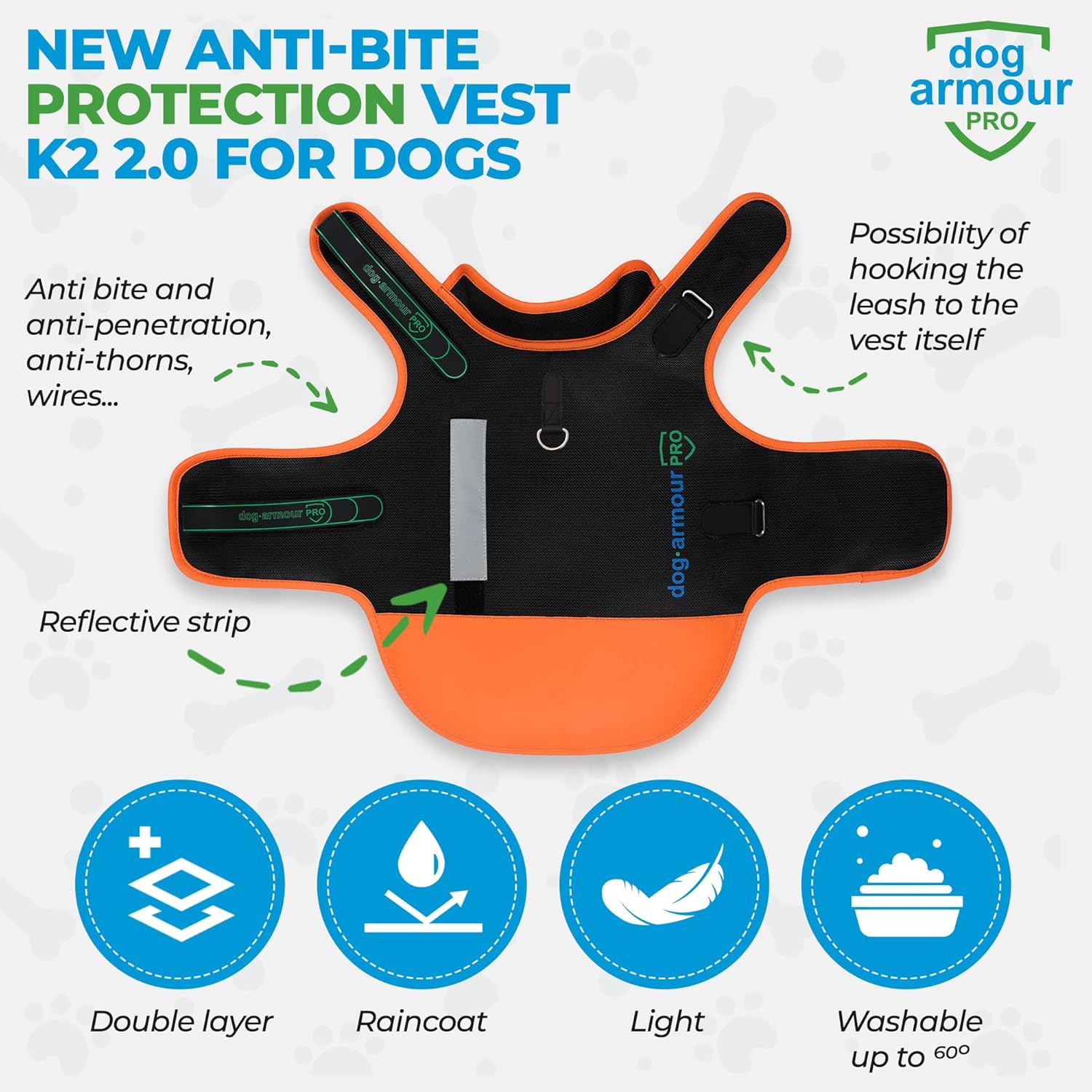 Dog Armour PRO – Chaleco reflectante para perros XS  Accesorios para perros sin estrangulamiento para proteger a tu mascota de ataques de animales y