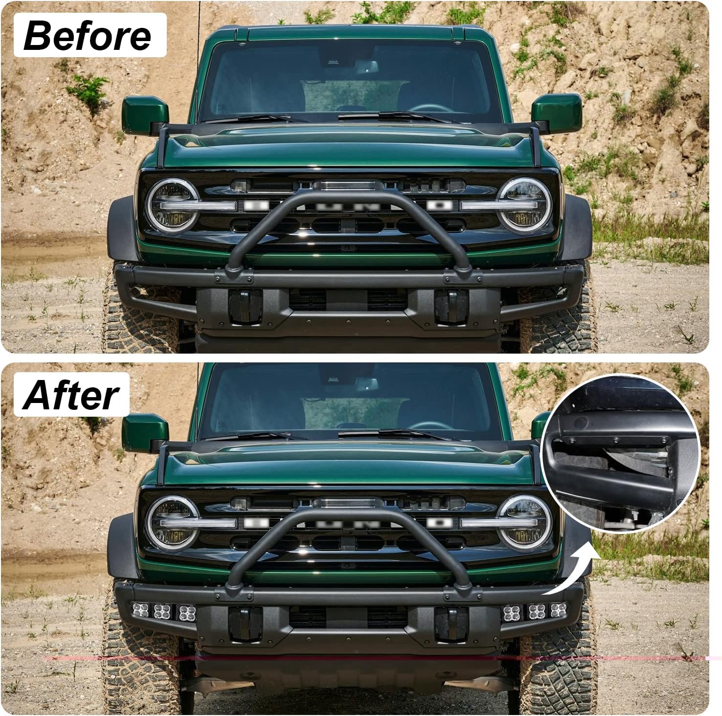 Soporte de montaje de luces antiniebla LED para parachoques delantero compatible con Ford Bronco de 2 puertas 4 puertas 2021 2022 2023 2024 Kit de