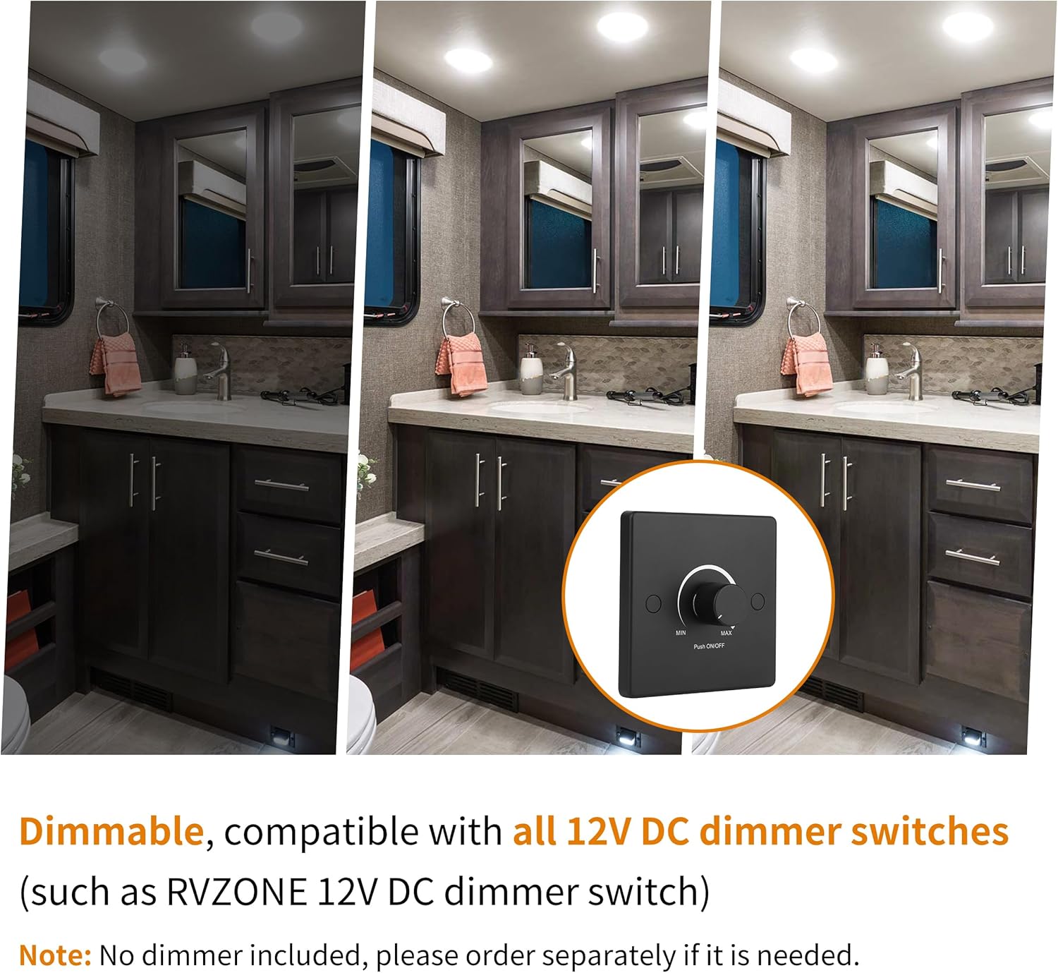 Luz LED de disco de 4.5 pulgadas  Luz de techo empotrada de 12 voltios para lancha RV de 12 V, luz interior de 12 V para debajo del gabinete,