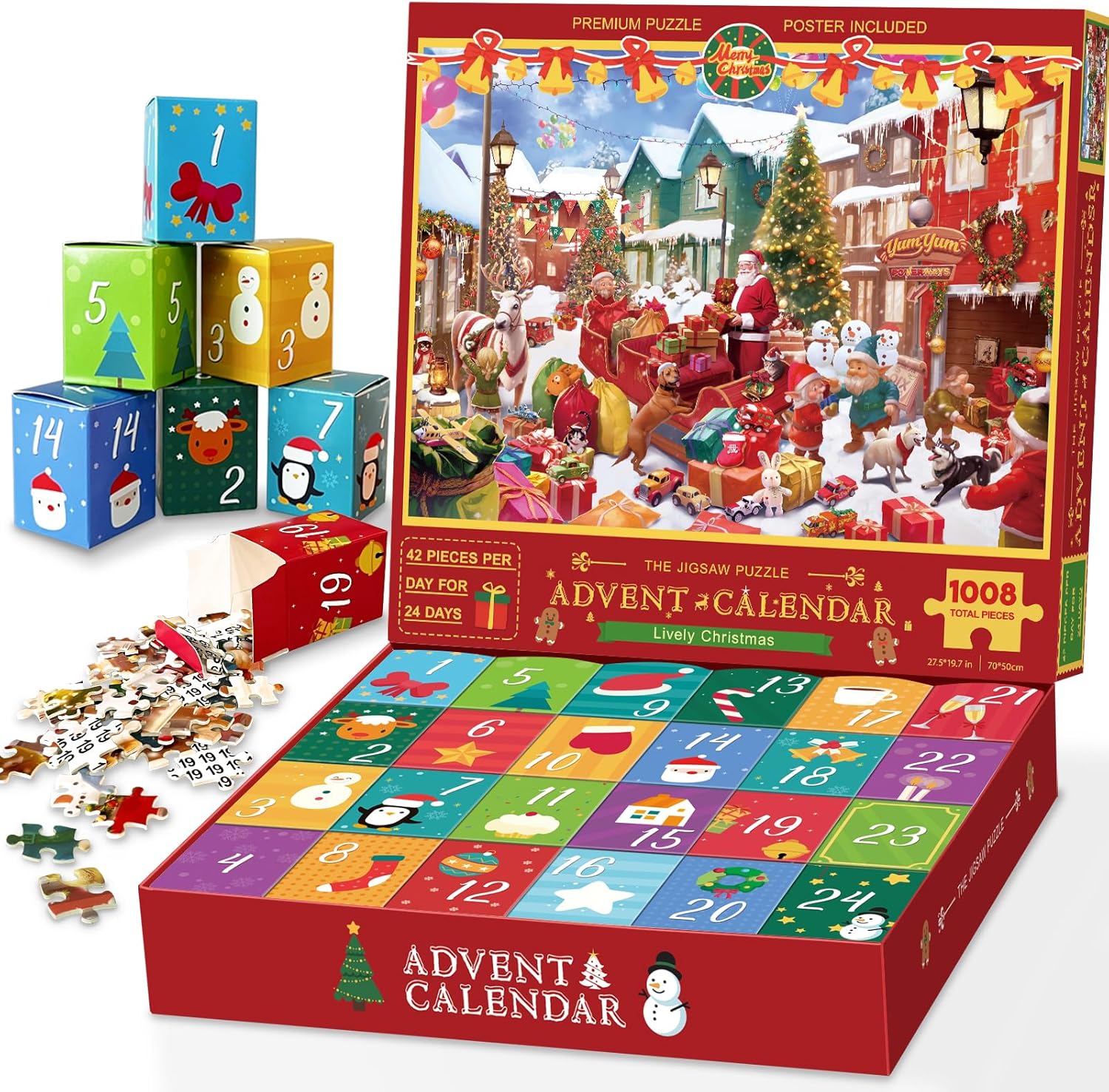 Calendario de Adviento 2023, rompecabezas de Navidad para niños y adultos, calendarios de cuenta regresiva de 24 días para niños y niñas,