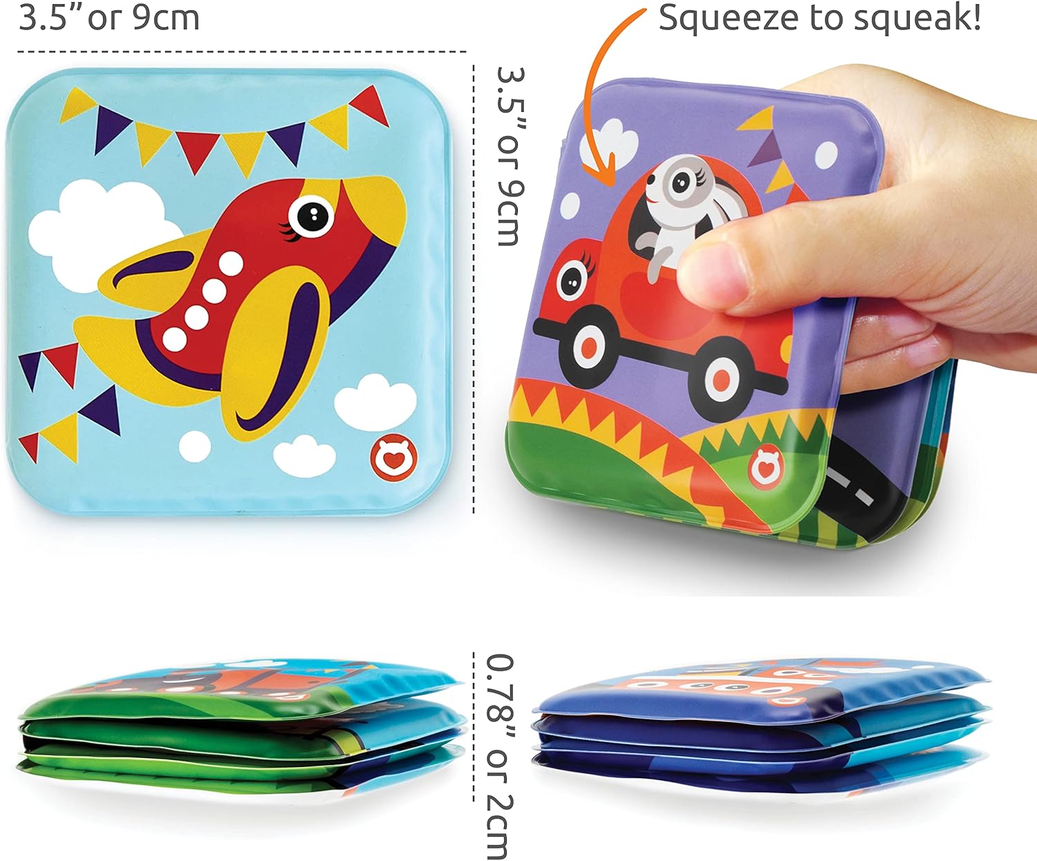 Libros flotantes de baño para bebés, libros de baño con temática de transporte para bebés, bebés, juguetes de baño impermeables y sin moho para