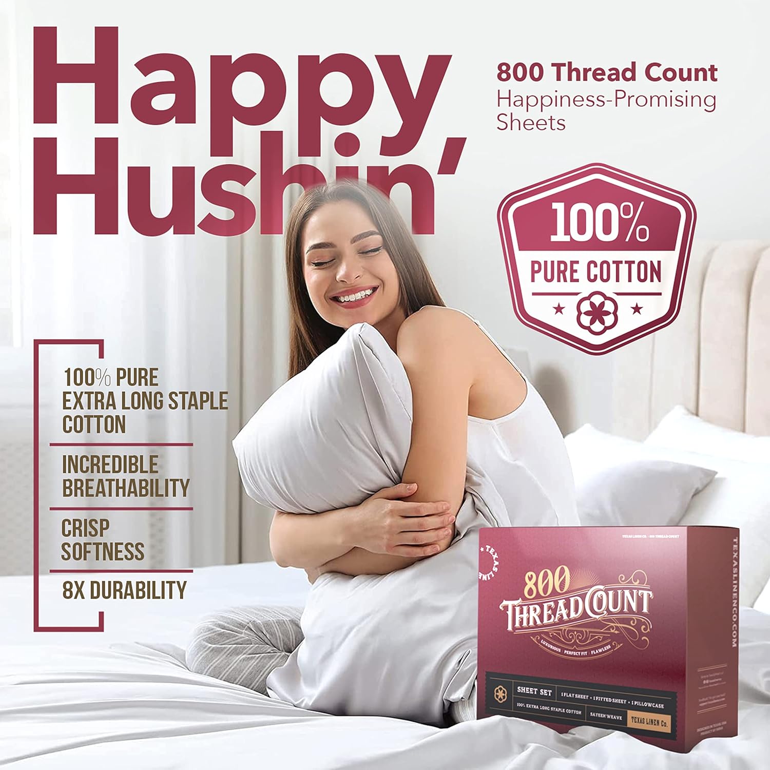 Comfy Sheets – Juego de sábanas con tejido de satén, bolsillo profundo y 100% algodón egipcio de 800 hilos, Blush, Completo