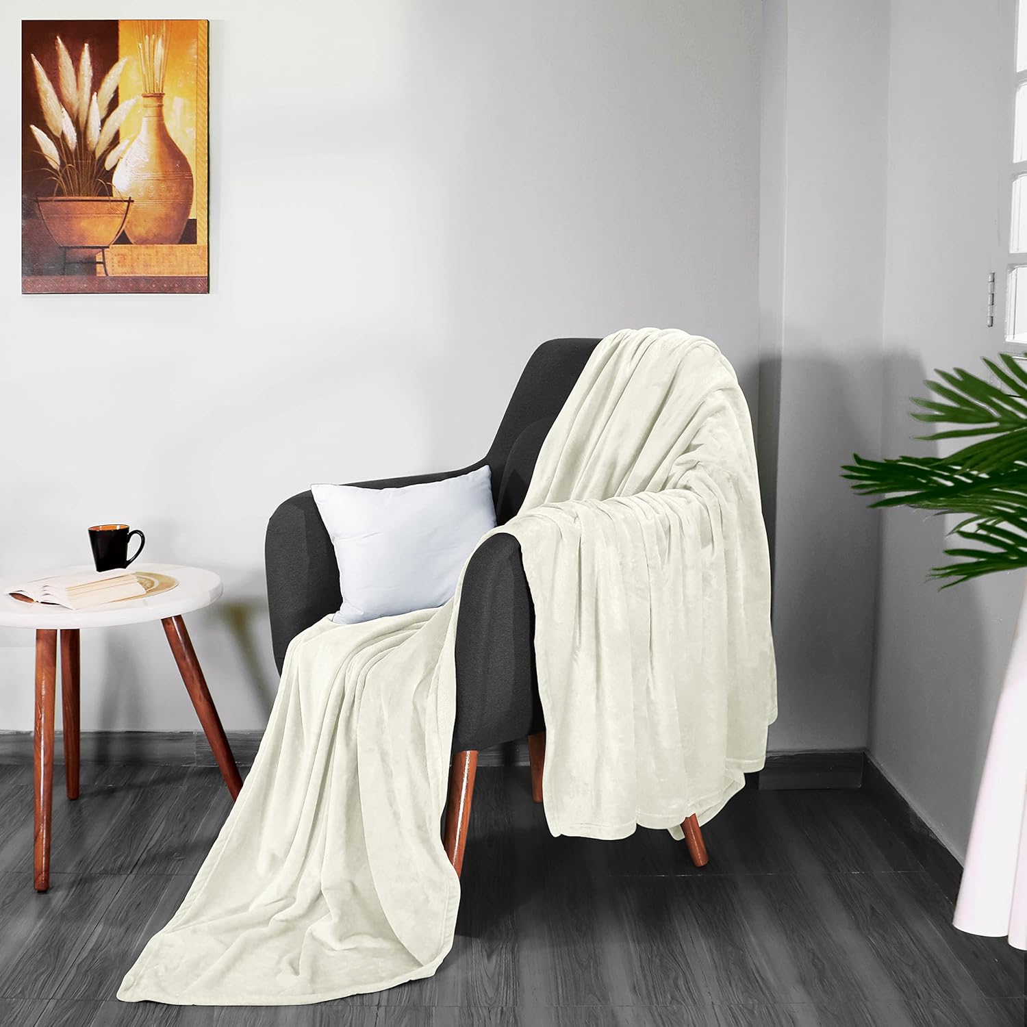 Utopia Bedding Manta de forro polar, tamaño individual, color marfil, de 10.58 ozm, de lujo, mullida, suave y antiestática de microfibra (90 x 66