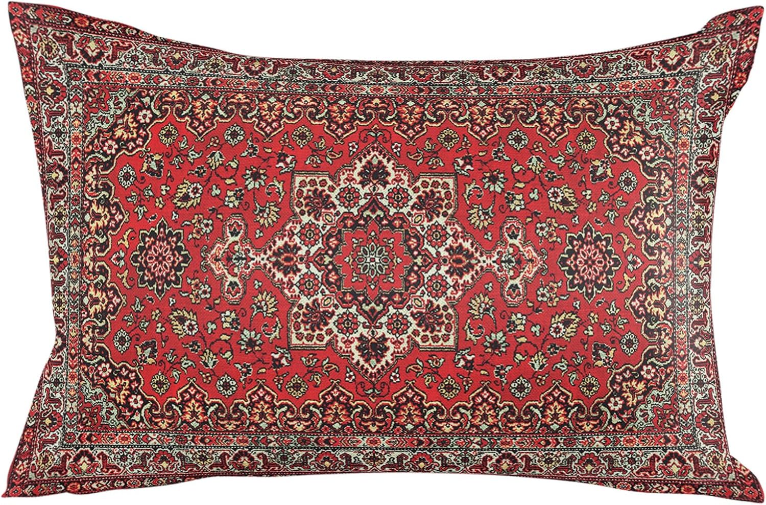Fundas de almohada decorativas bohemias rojas persas, fundas de cojín suaves y acogedoras para sofá, automóvil, dormitorio, rectangular, 16 x 24