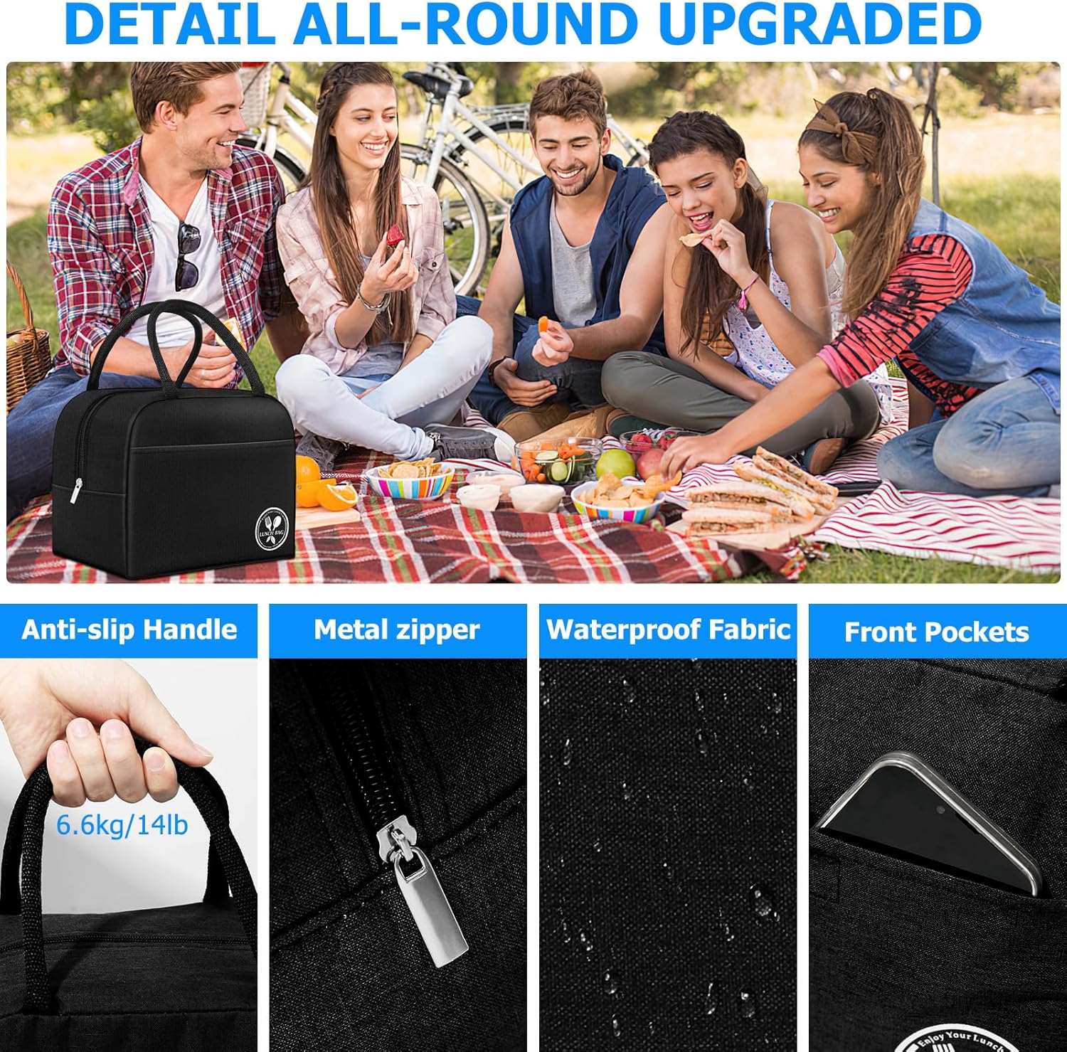 Lonchera térmica de 10 litros y 19 latas para mujeres y hombres, lonchera reutilizable para oficina, trabajo, picnic, playa, viajes, a prueba de