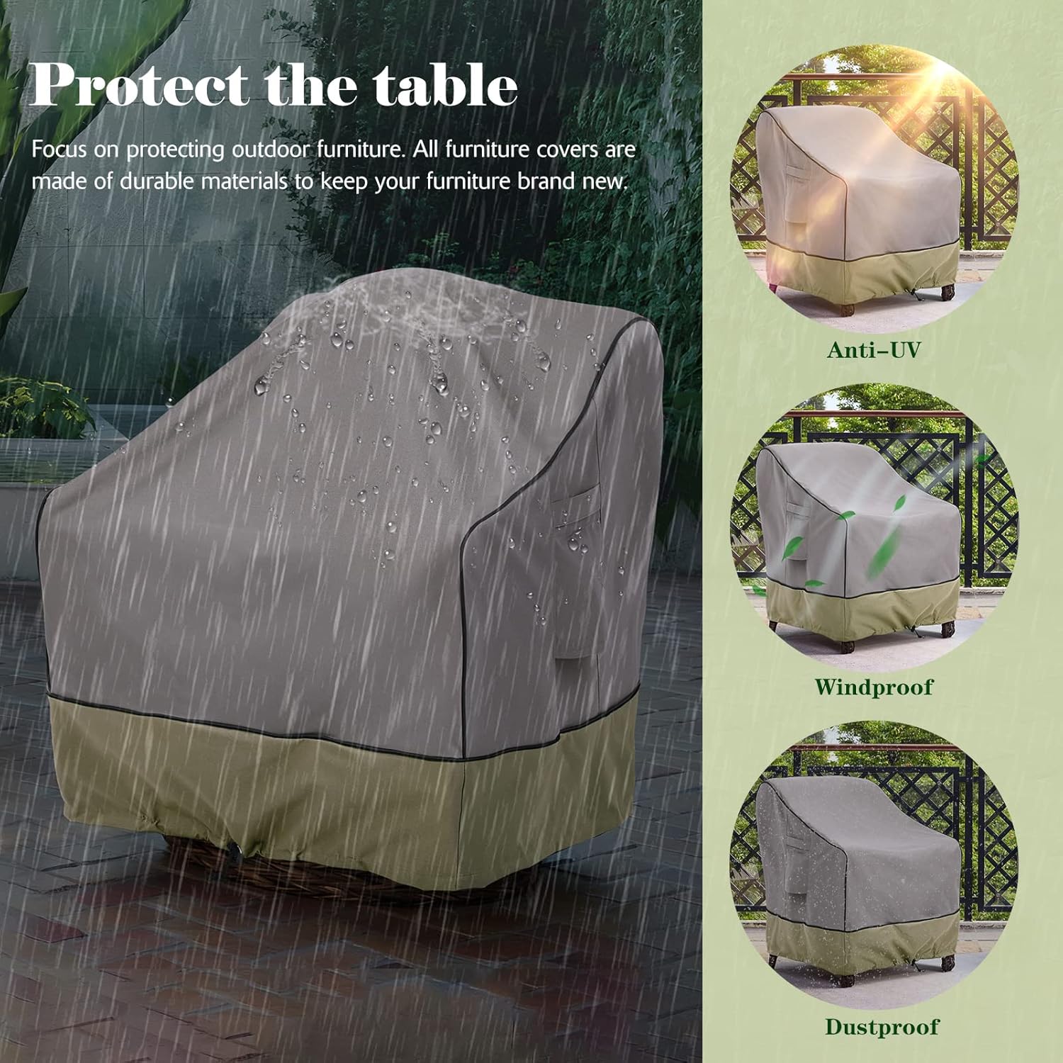 BRIVIC Fundas impermeables para muebles de patio, fundas para sillas de césped al aire libre, se adaptan a hasta 29 pulgadas de ancho x 30 pulgadas