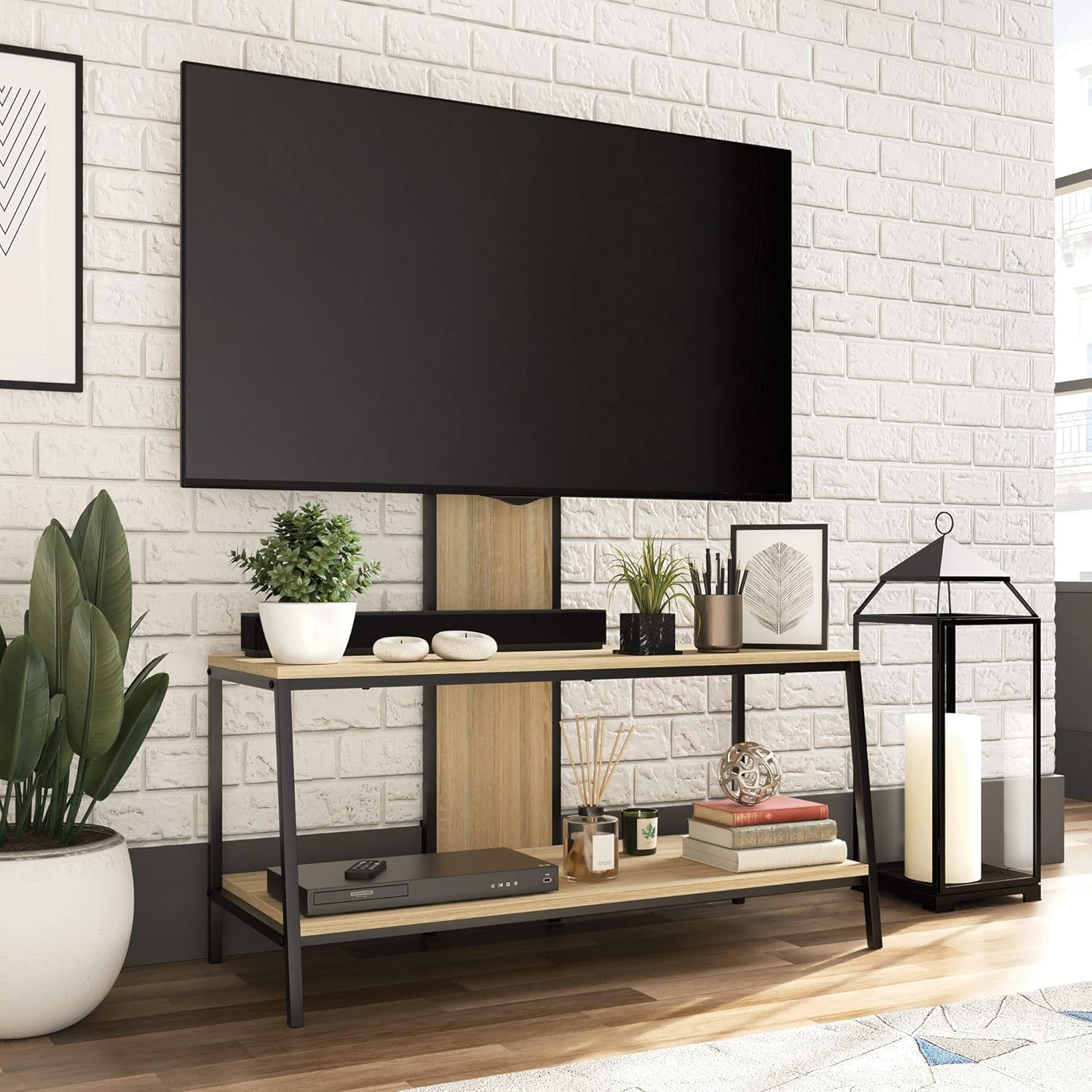 Sauder North Avenue Soporte para TV con soporte, L 23.75″ x Ancho 52.18″ x Alto 5.75″, Acabado en Roble Charter