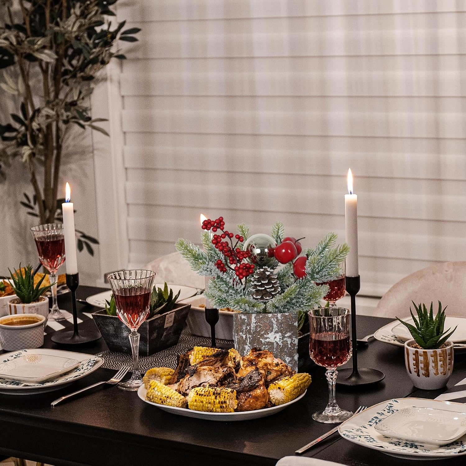 Pequeño árbol de Navidad pequeño con manzanas, árbol de mesa, árbol de Navidad artificial, decoración de árbol de Navidad para fiesta en el hogar,