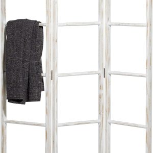 Deco 79 Escalera de partición de madera para 15 estantes con 3 paneles, separación de habitación de 48 x 2 x 71 pulgadas, color blanco Deco 79 Escalera de partición de madera para 15 estantes con 3 paneles, separación de habitación de 48 x 2 x 71 pulgadas, color blanco