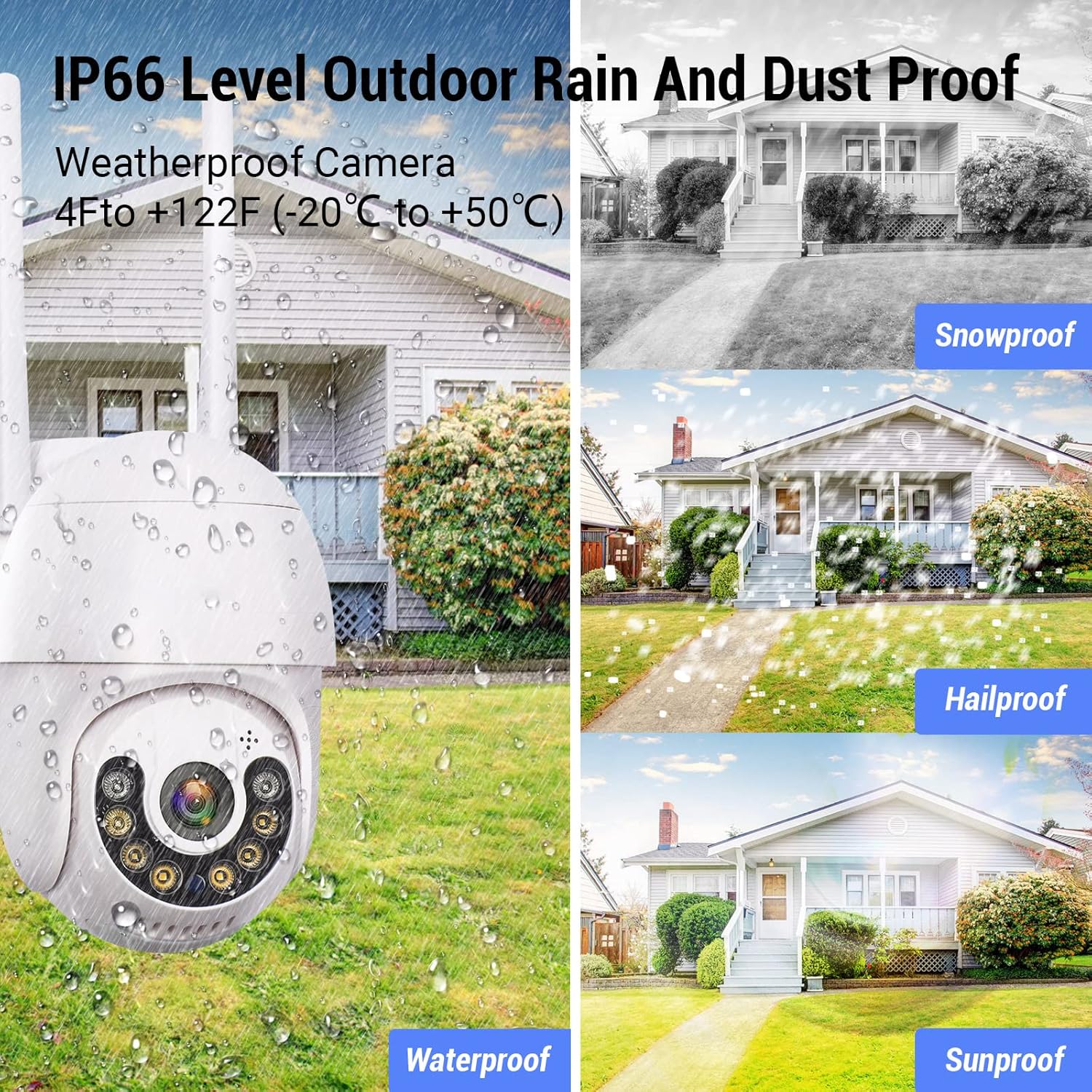 Cámaras de seguridad al aire libre, 1080P HD 360 View Pan Tilt Cámaras WiFi para seguridad del hogar, audio bidireccional, detección de movimiento,