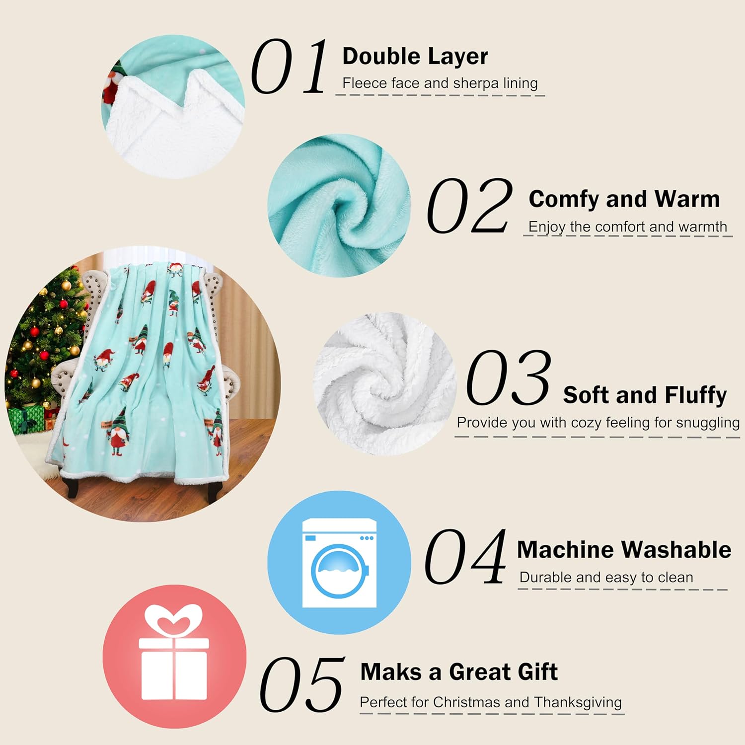 Catalonia Manta de sherpa de elfo navideño, manta temática de Navidad, manta de felpa para sofá, súper suave, cómoda, acogedora, esponjosa, fea