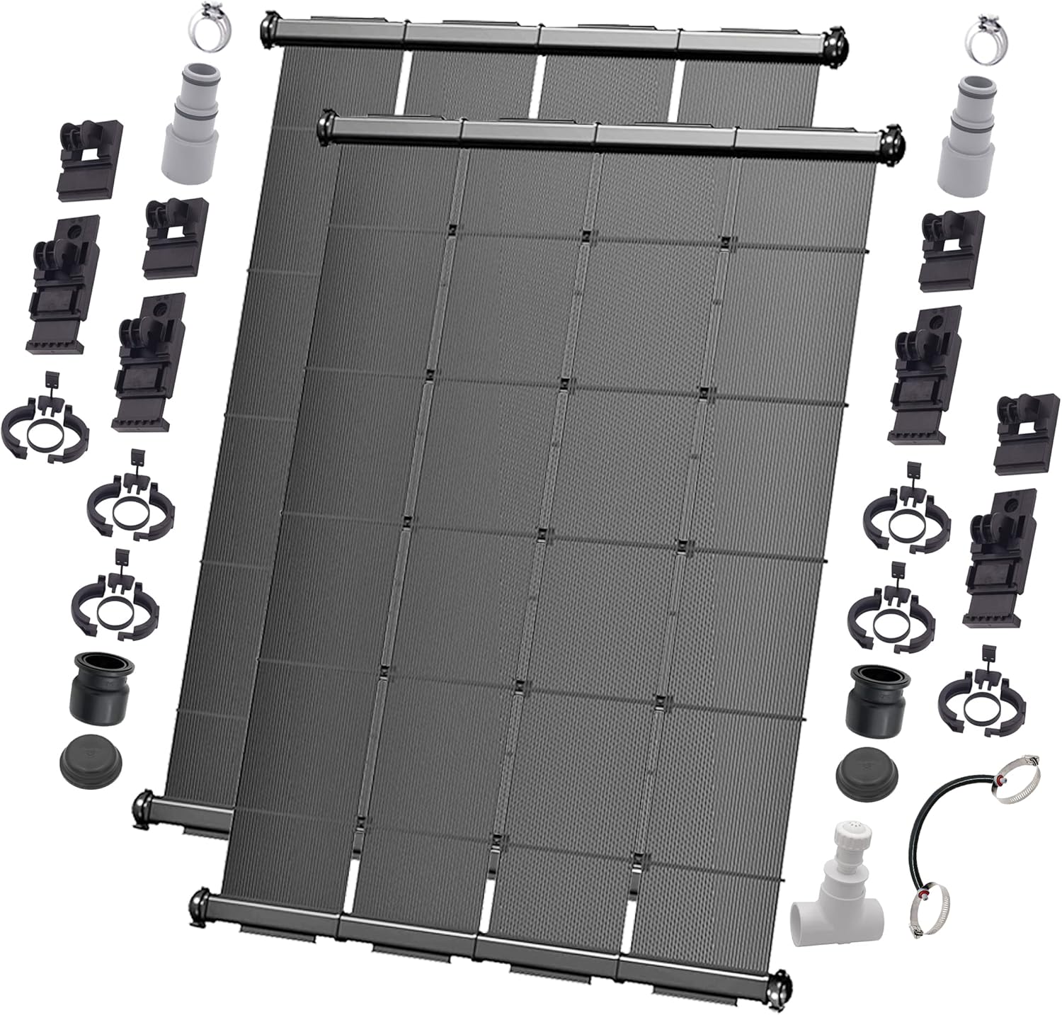 Suministro solar de piscina SwimJoy Lite calentador solar para piscinas sobre el suelo, panel de techo duradero montado en bastidor de techo, 15 a
