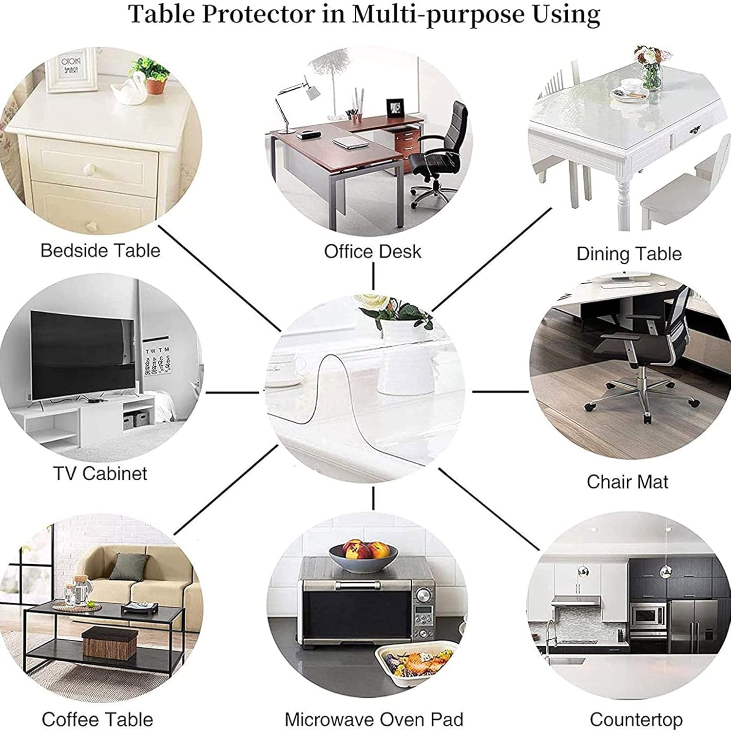 YYHJ Protector de mantel de varios tamaños, PVC transparente rectangular de plástico, mantel de aceite, fácil de limpiar, impermeable, lavable, para