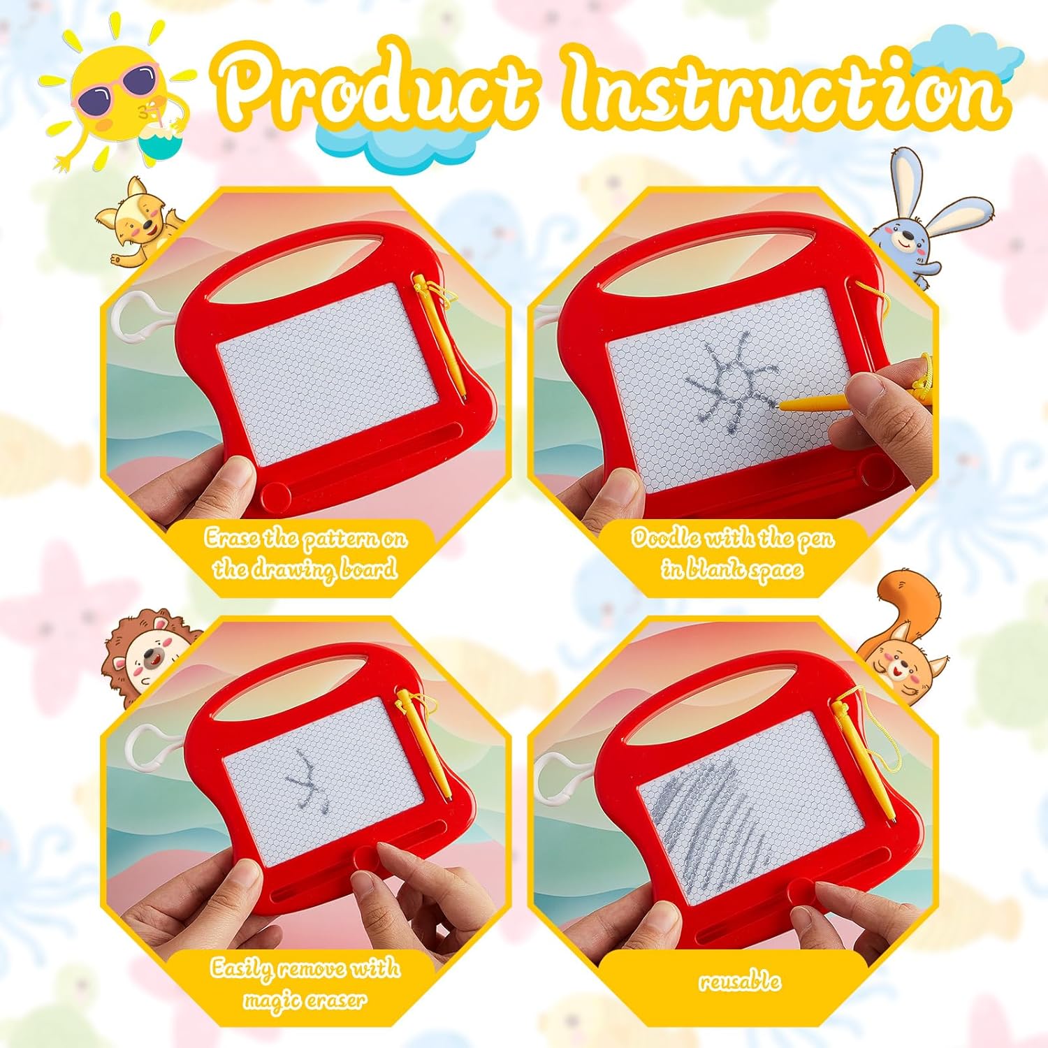Mini tablero magnético de dibujo de 24 piezas para niños, juego de tablero de garabatos pequeño borrable, portátil, tamaño de viaje, almohadilla de