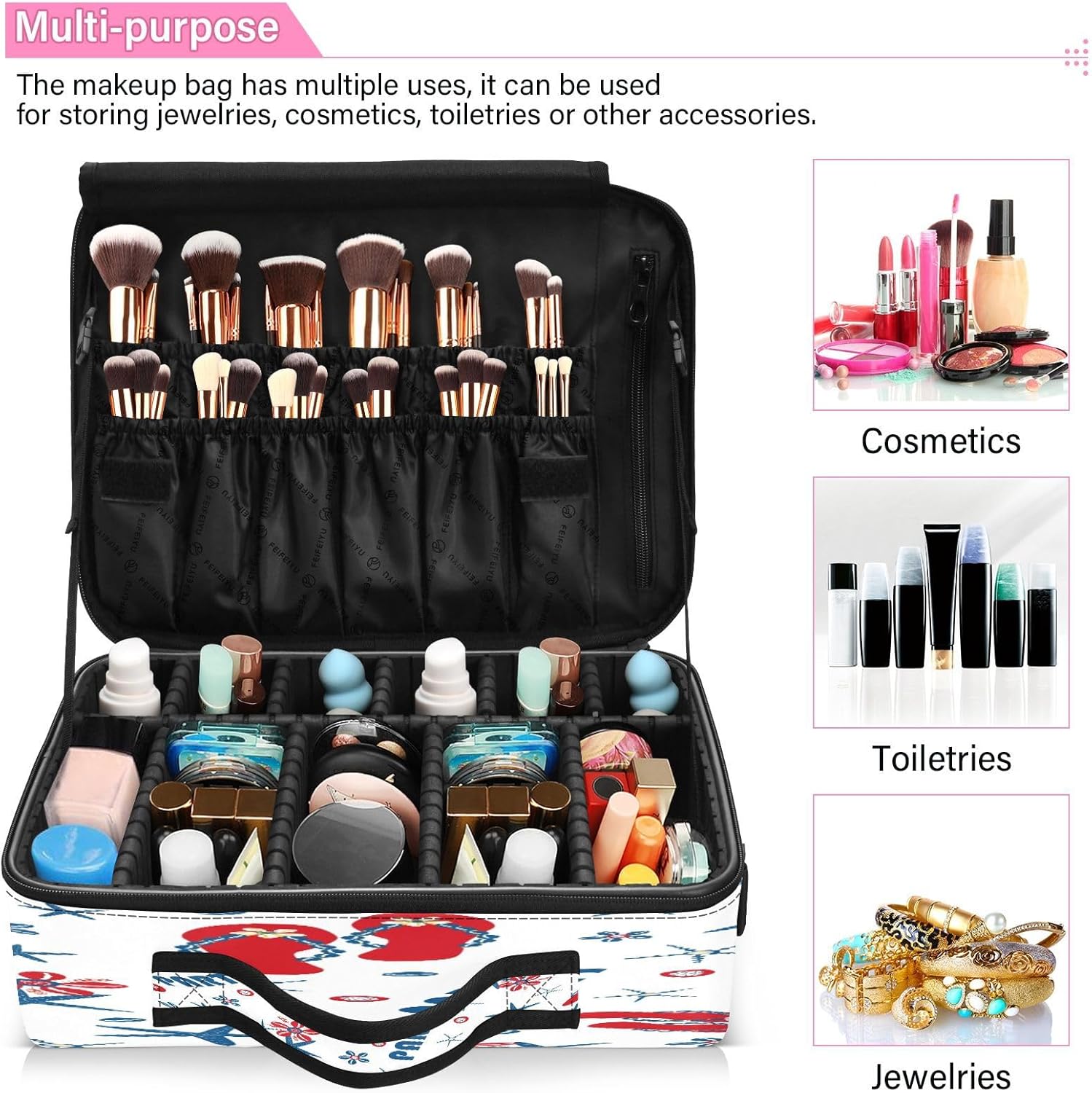 Zathe Bolsa de viaje para mujer, bolsa de maquillaje, bolsa de maquillaje, bolsa de aseo para cosméticos, hombres, mujeres, adolescentes, hombres y