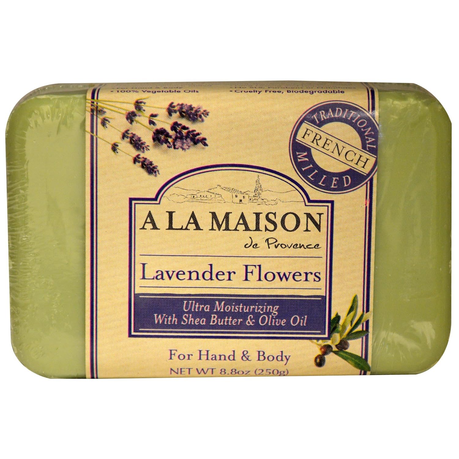 Lavender Flowers – Jabón para manos y cuerpo (paquete de 2) con manteca de karité y aceite de oliva, 8.8 onzas cada uno