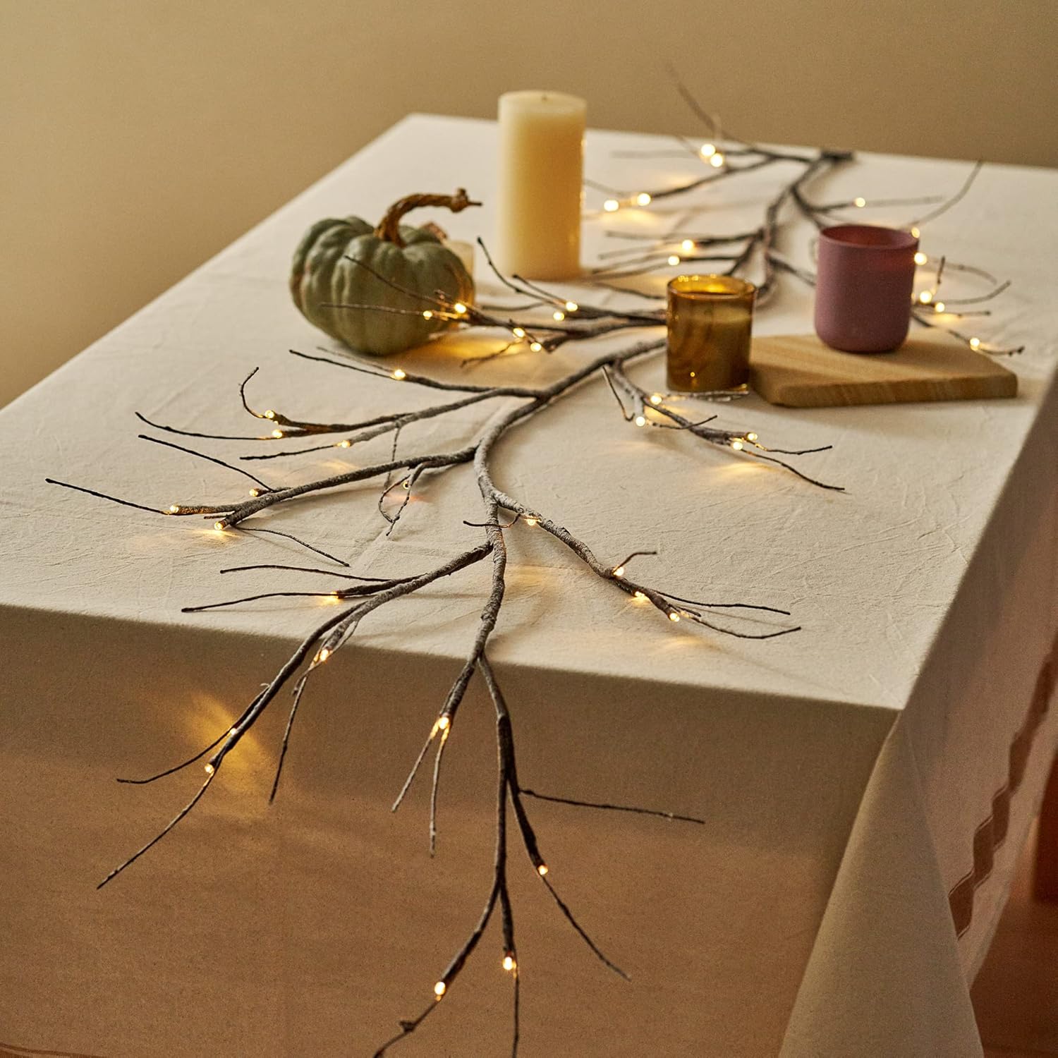 MIYA LIFE Guirnalda de ramas de nieve de Navidad, 6 pies, 48 LED, funciona con pilas, ramita iluminada para festival de invierno, fiesta, manto,