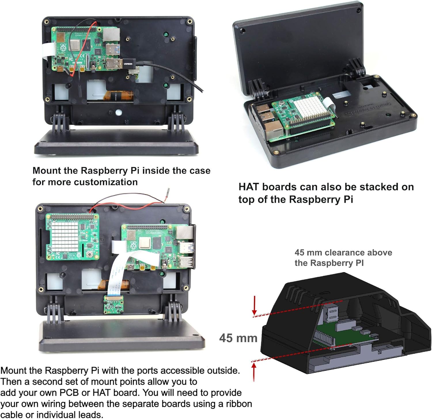SmartiPi Touch Pro – Funda para la pantalla táctil oficial Raspberry Pi de 7 pulgadas, con ventilador de refrigeración