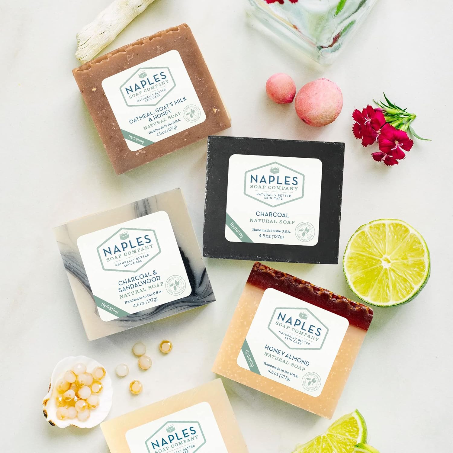 Naples Soap Company – Juego de regalo de manteca de karité natural y aceite de oliva, barras de jabón ricas en antioxidantes que hidratan