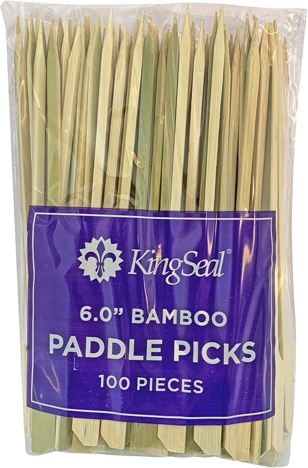 KingSeal Palillos de madera de bambú verde natural, brochetas para aperitivos y cócteles, 6.0 pulgadas, 2 paquetes de 100 unidades cada uno (200