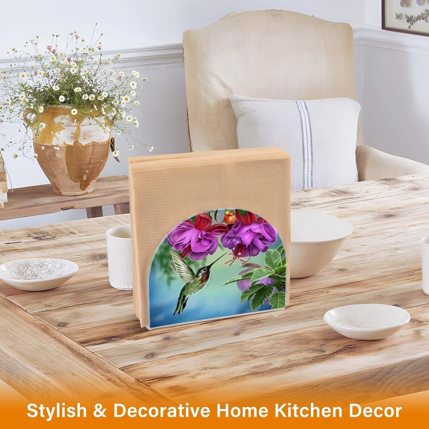 Servilleteros de acrílico transparente para mesas de colibríes, dispensador de servilletas de pie para cocina, mesa de comedor, dispensador de papel