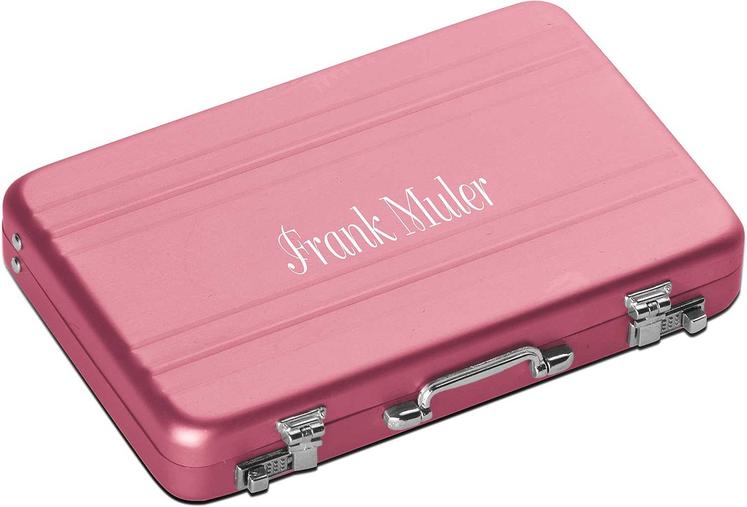 Estuche para tarjetas de visita de tarjeta de crédito de equipaje de aleación de aluminio grabado personalizado – Regalo personalizado, Rosado,